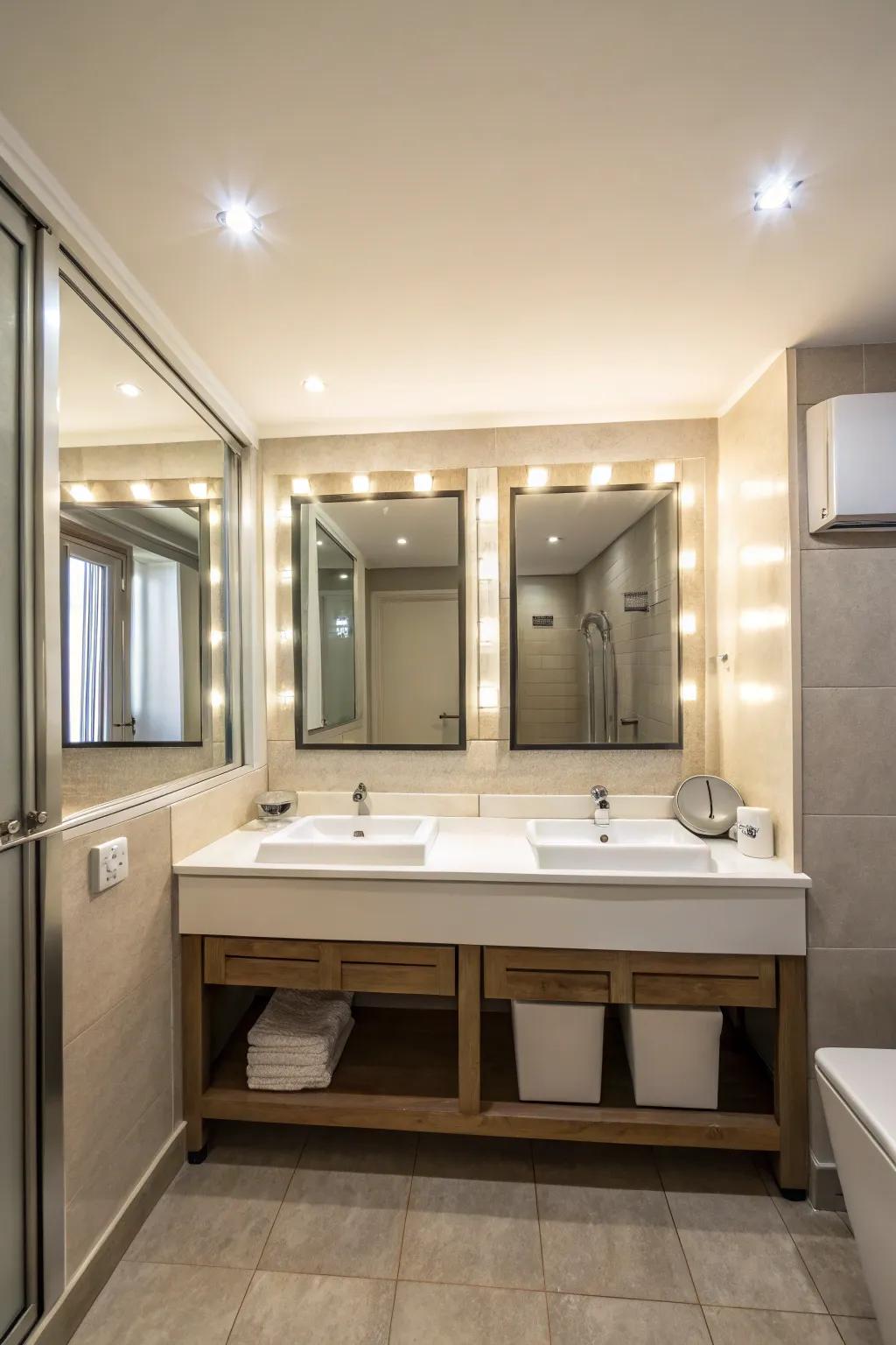 Reflections enhance illumination and the perception of area.