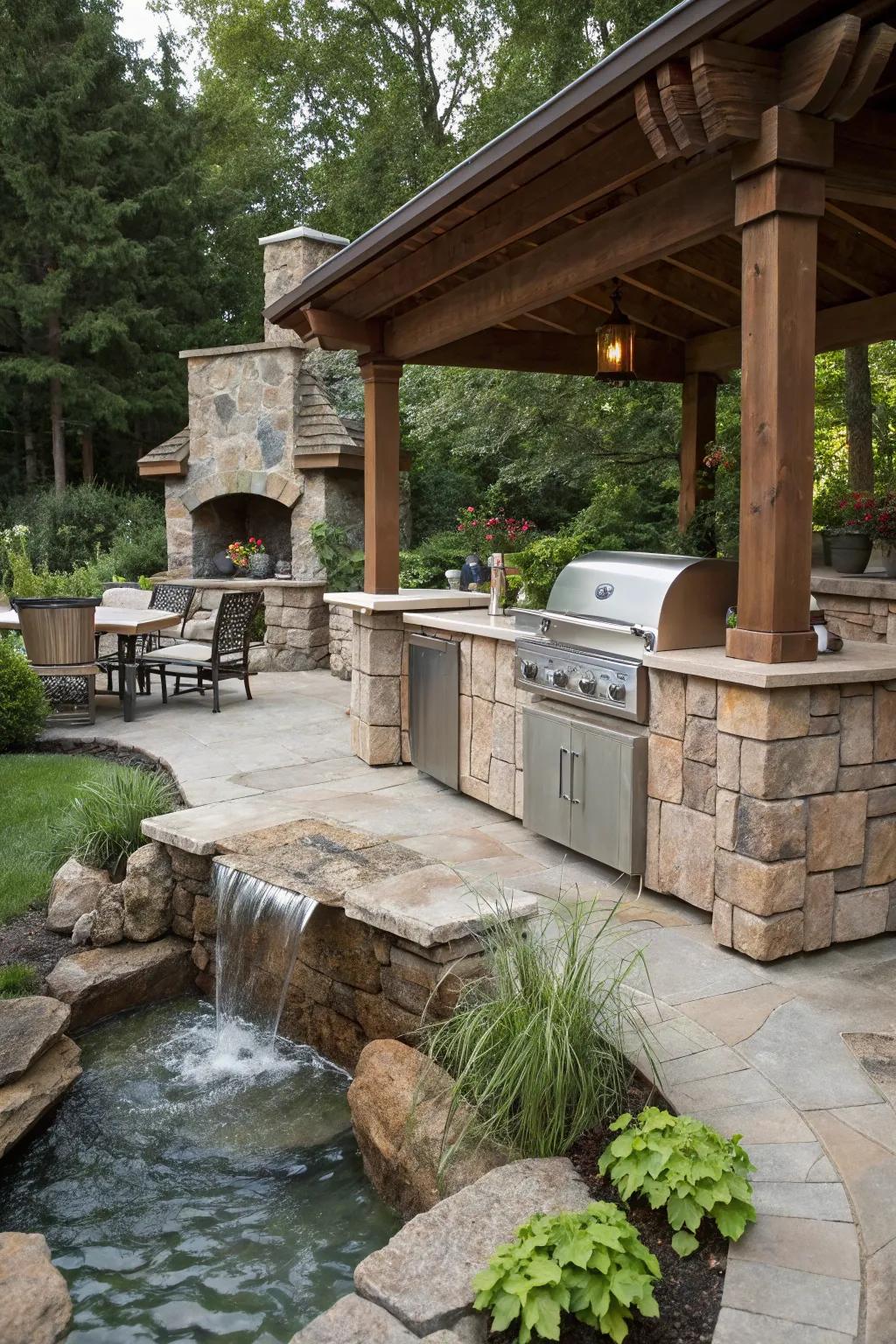 A hydro feature delivers tranquility and charm.