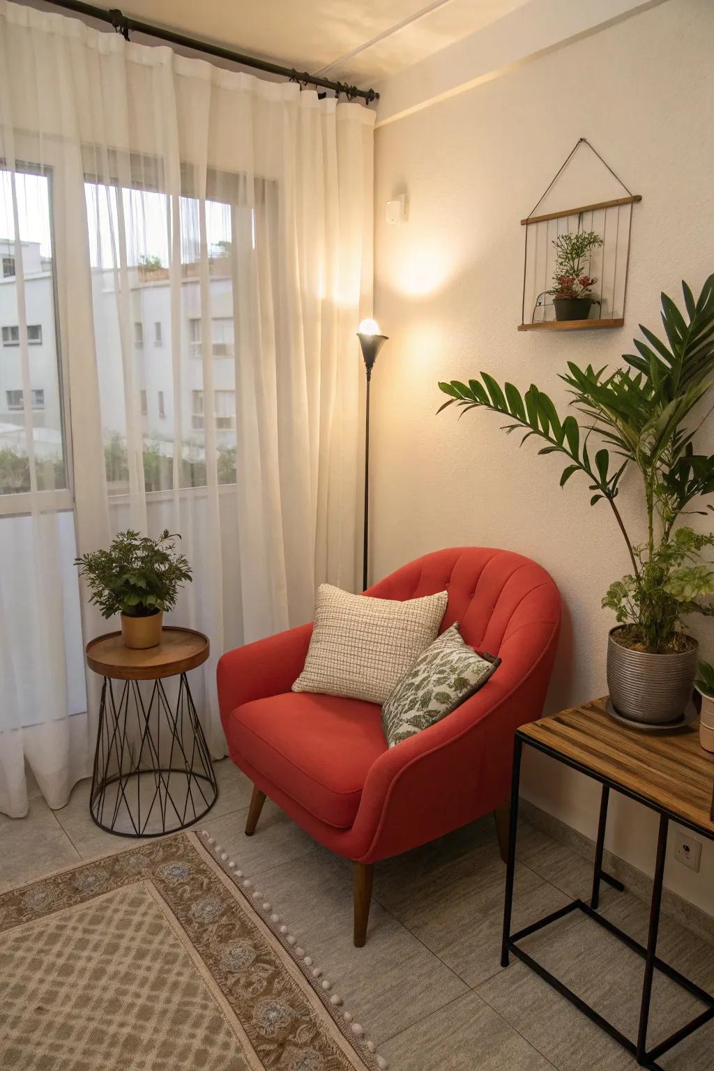 A burst of color can invigorate and brighten a small space.