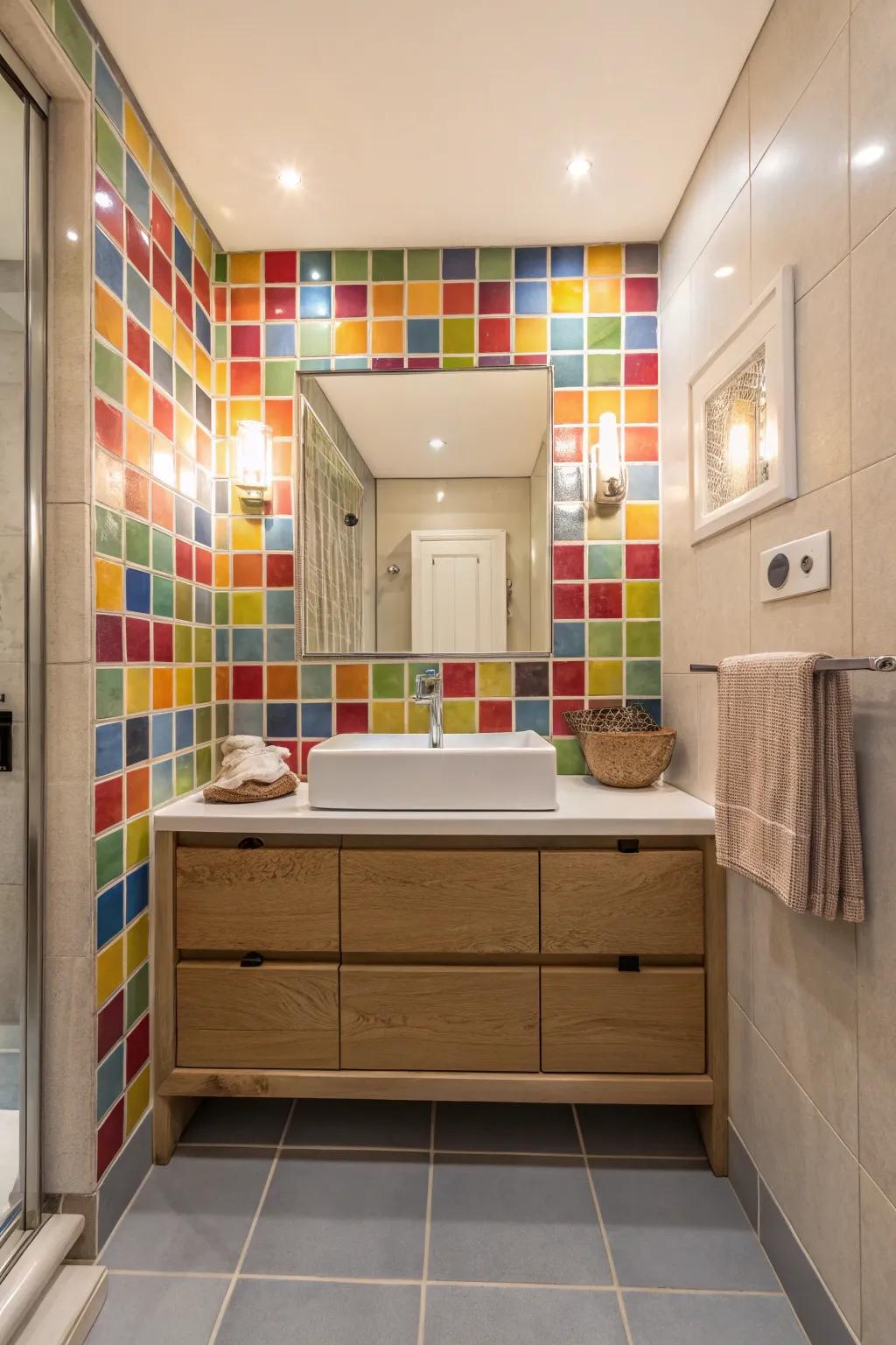 A colorful back wall appends character and brightness.