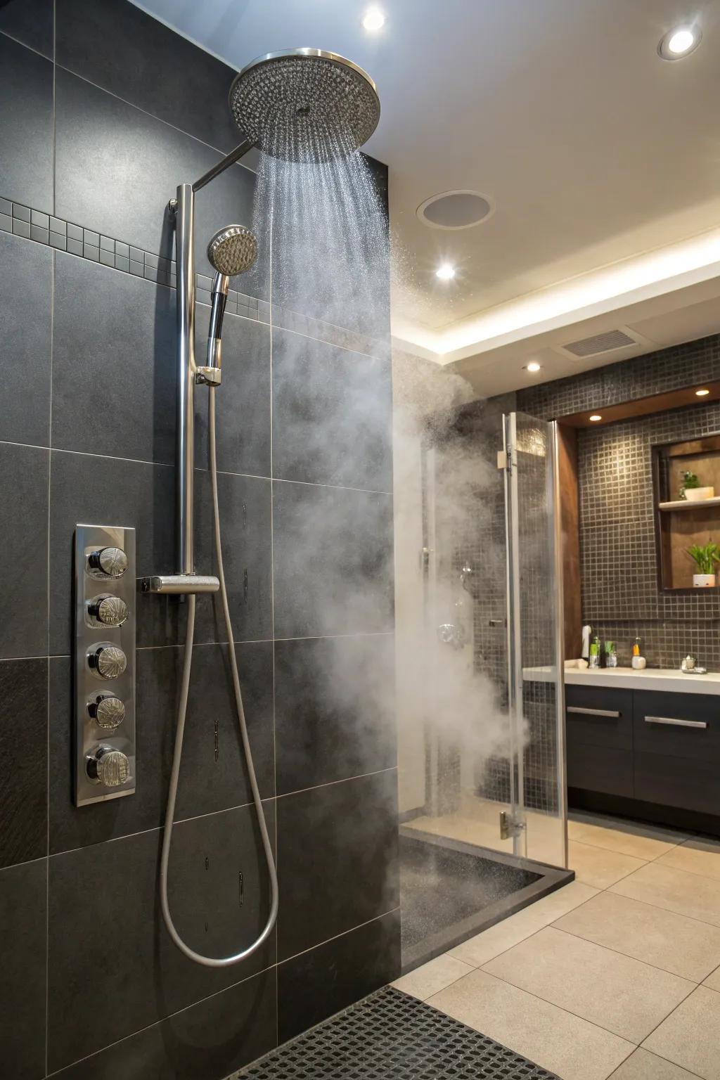 Rainfall shower systems deepen the rejuvenating effects of steam showers.