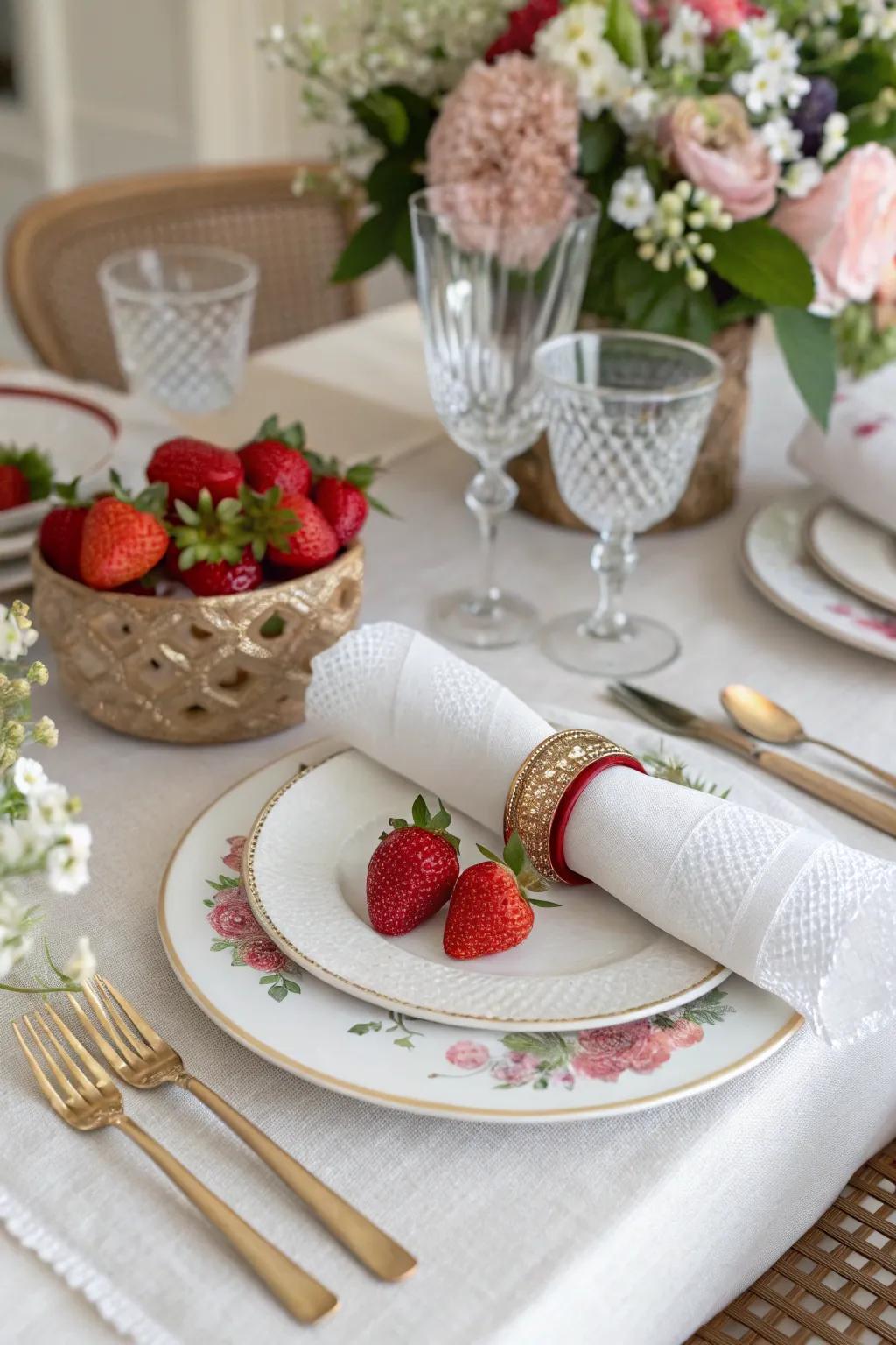 Playful berry ringlets infusing a whimsical touch onto the table setting.