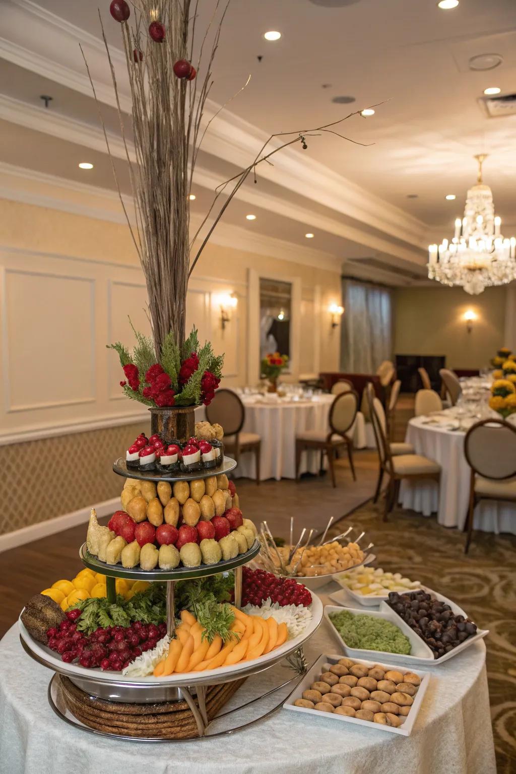 Creative table art make your buffet memorable.