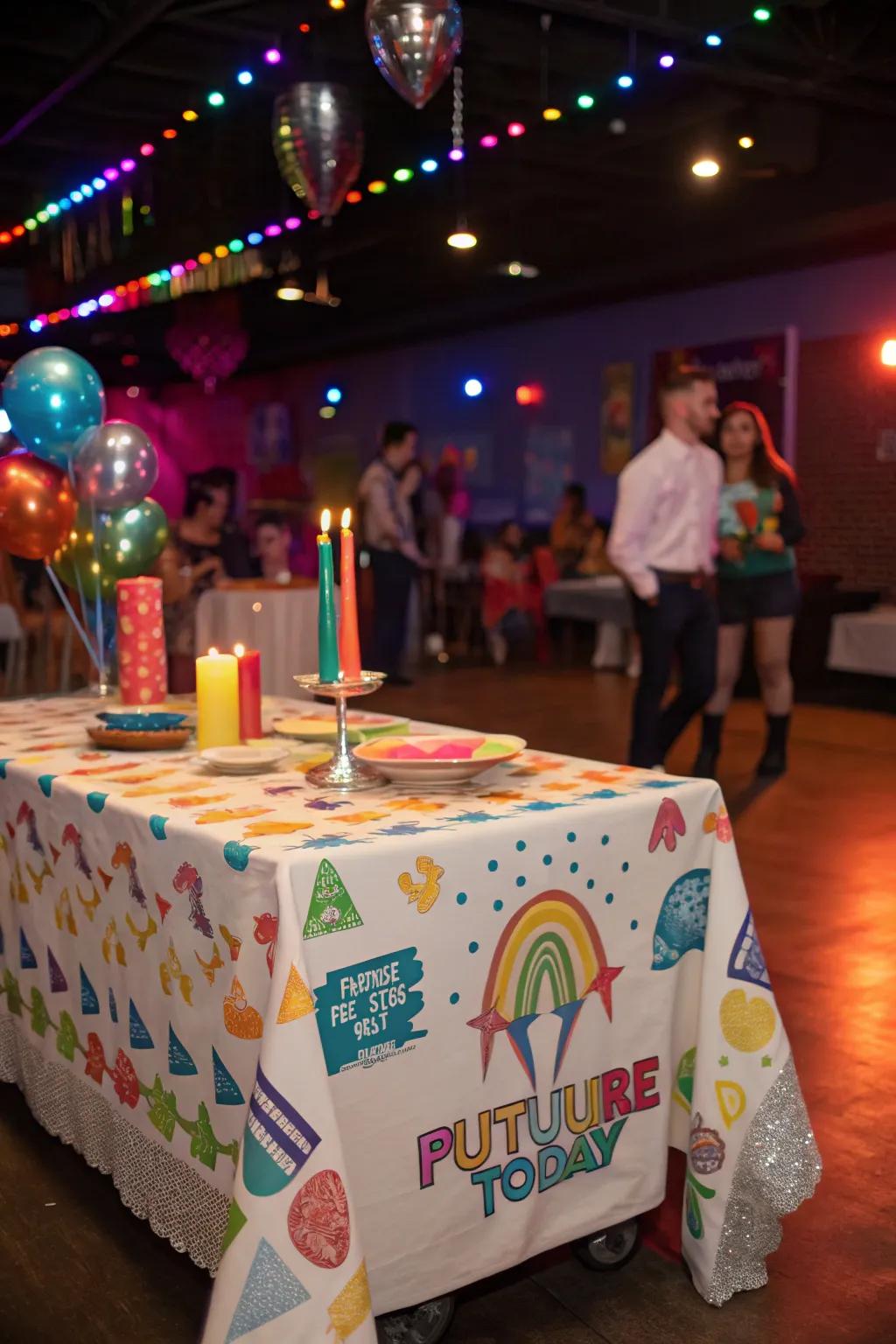A themed table overlay sets the stage for the graduate's new journey.