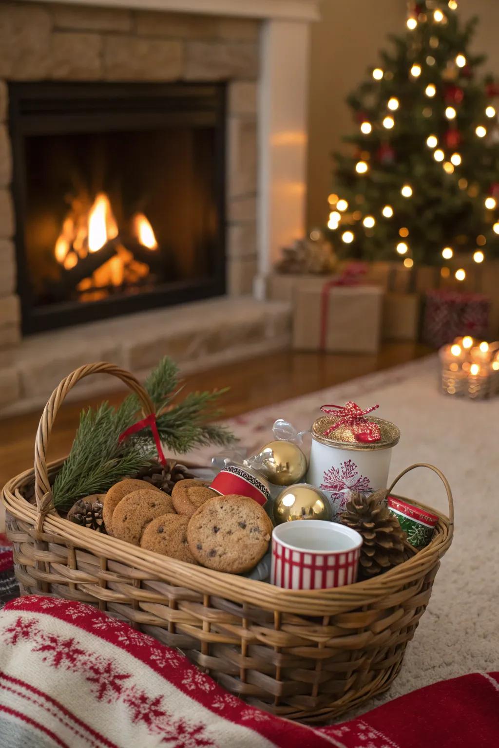 A festive holiday basket to spread cheer.