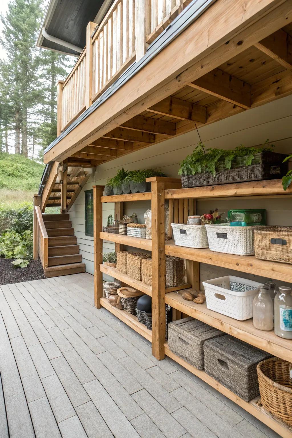 Environmentally friendly solutions give under-deck storage more character and warmth.