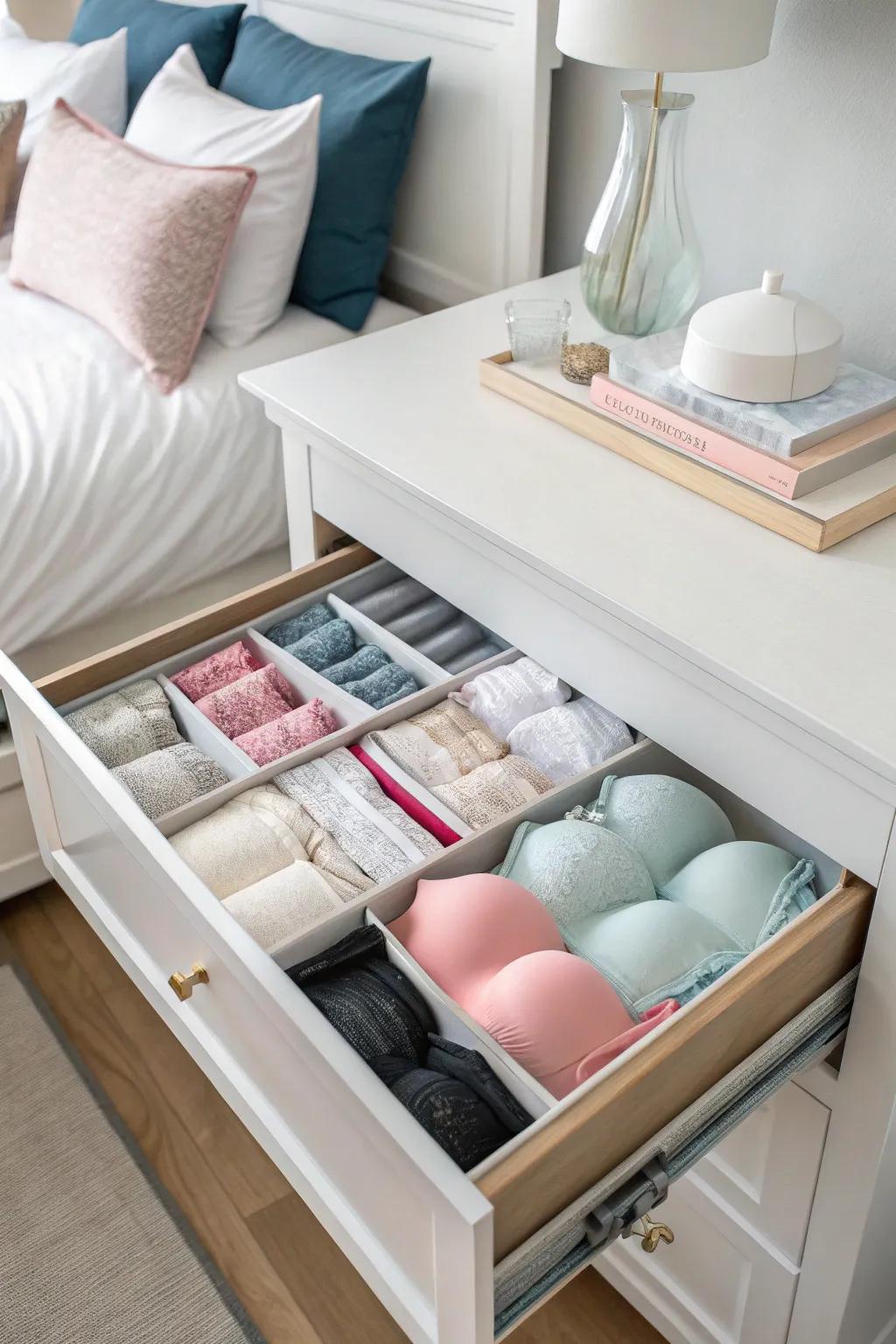 Velcro bands keep your bras arranged and tangle-free.