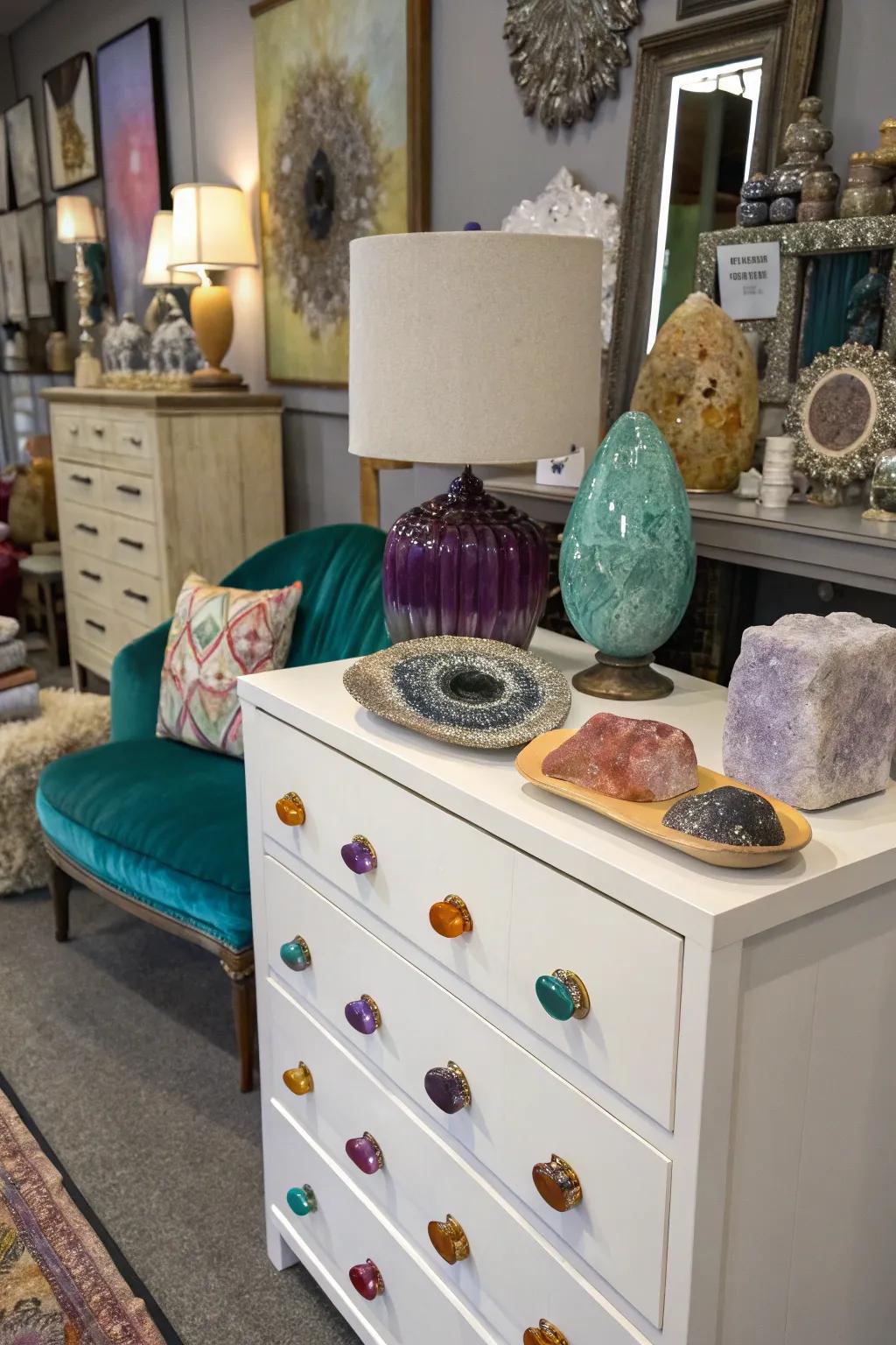 Natural wonder with geode knobs.