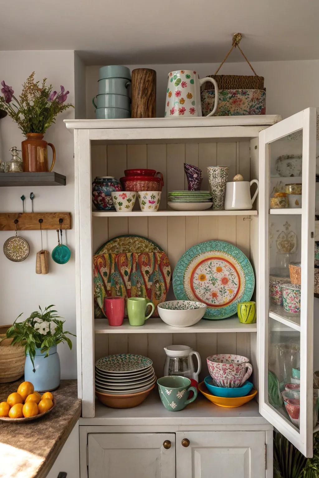 A varied display adds charm and personality to your kitchen.