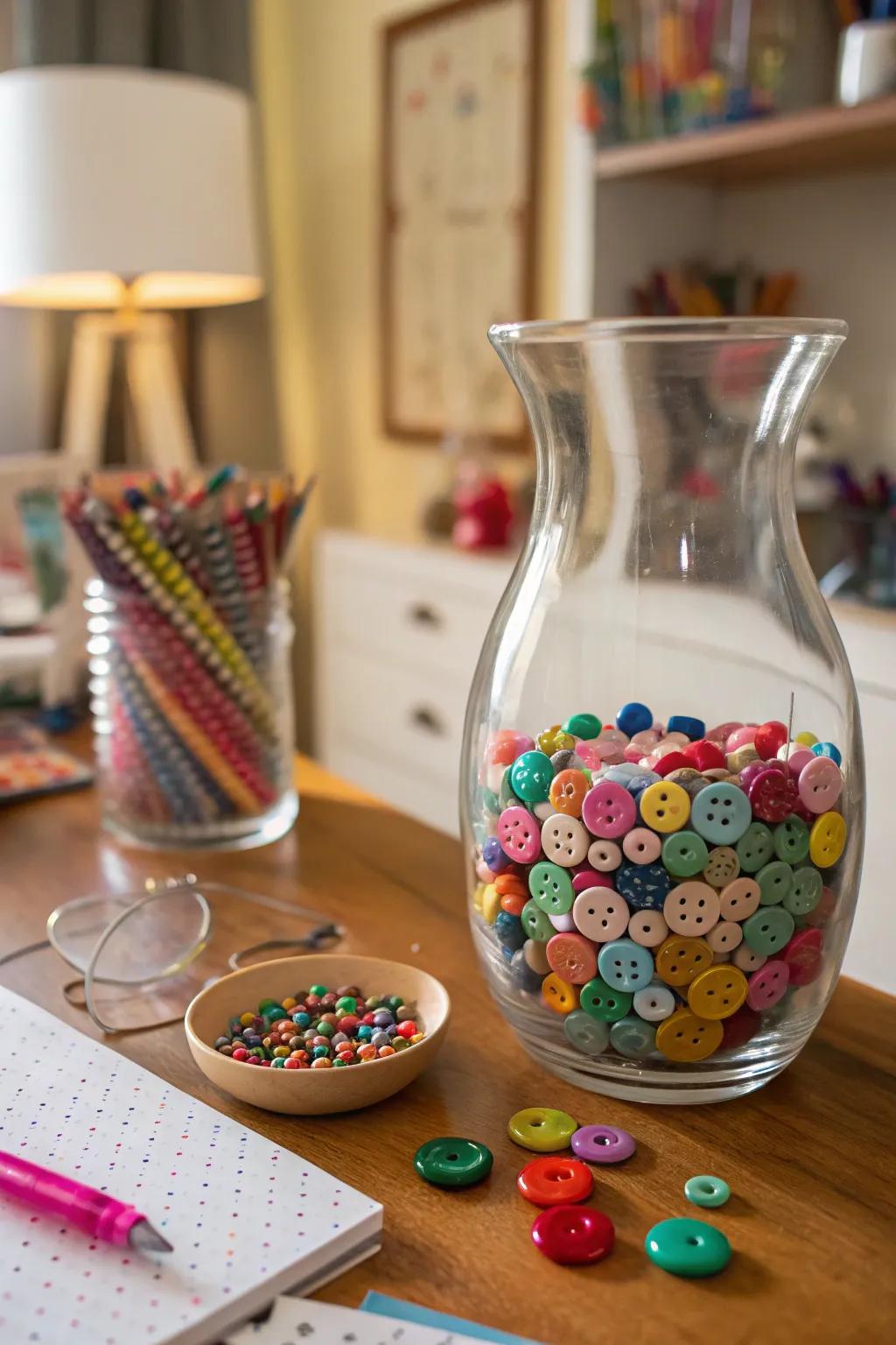 Create a spirited vibe using beads and buttons.