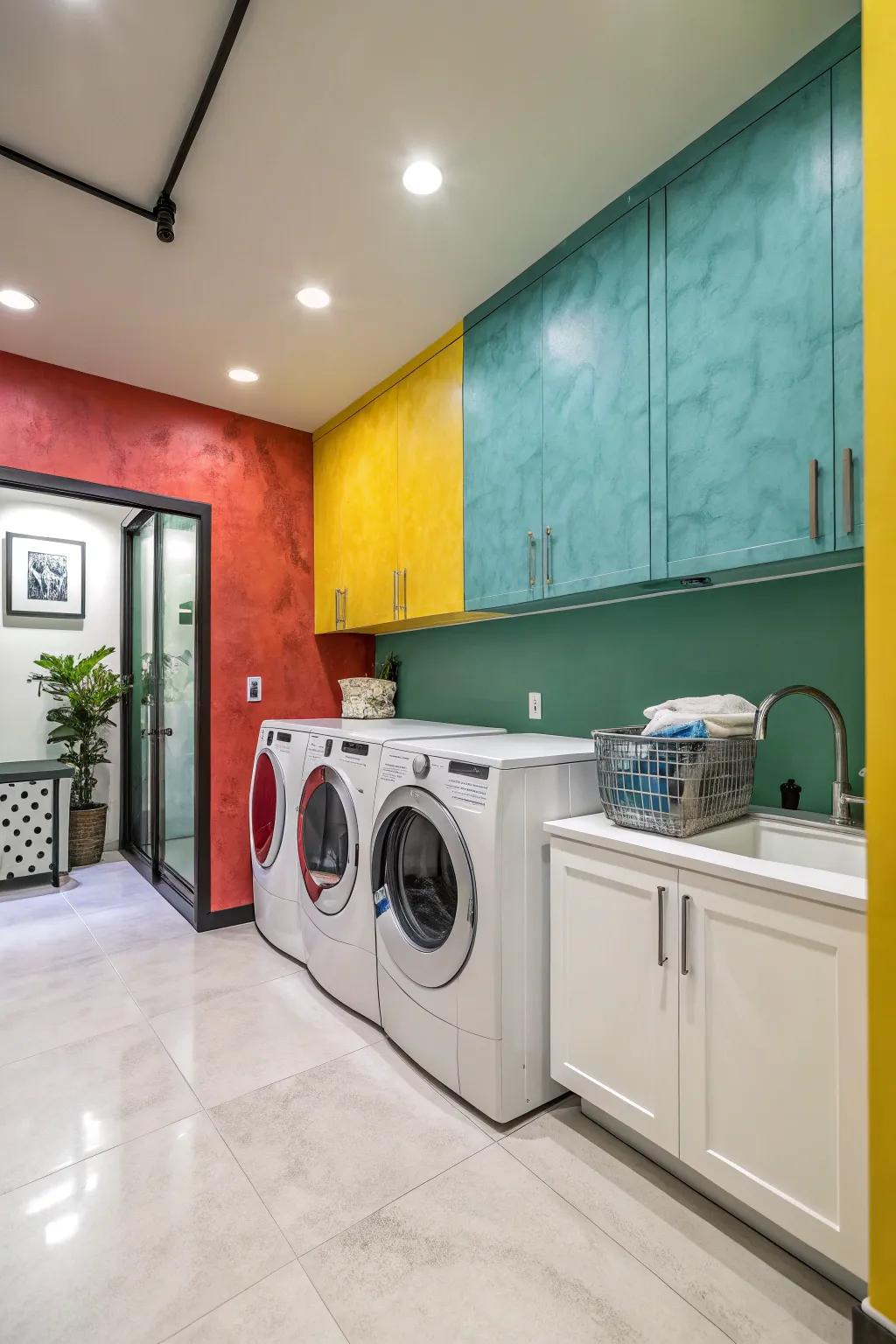 Make laundry day better using a stylish Venetian plaster room.