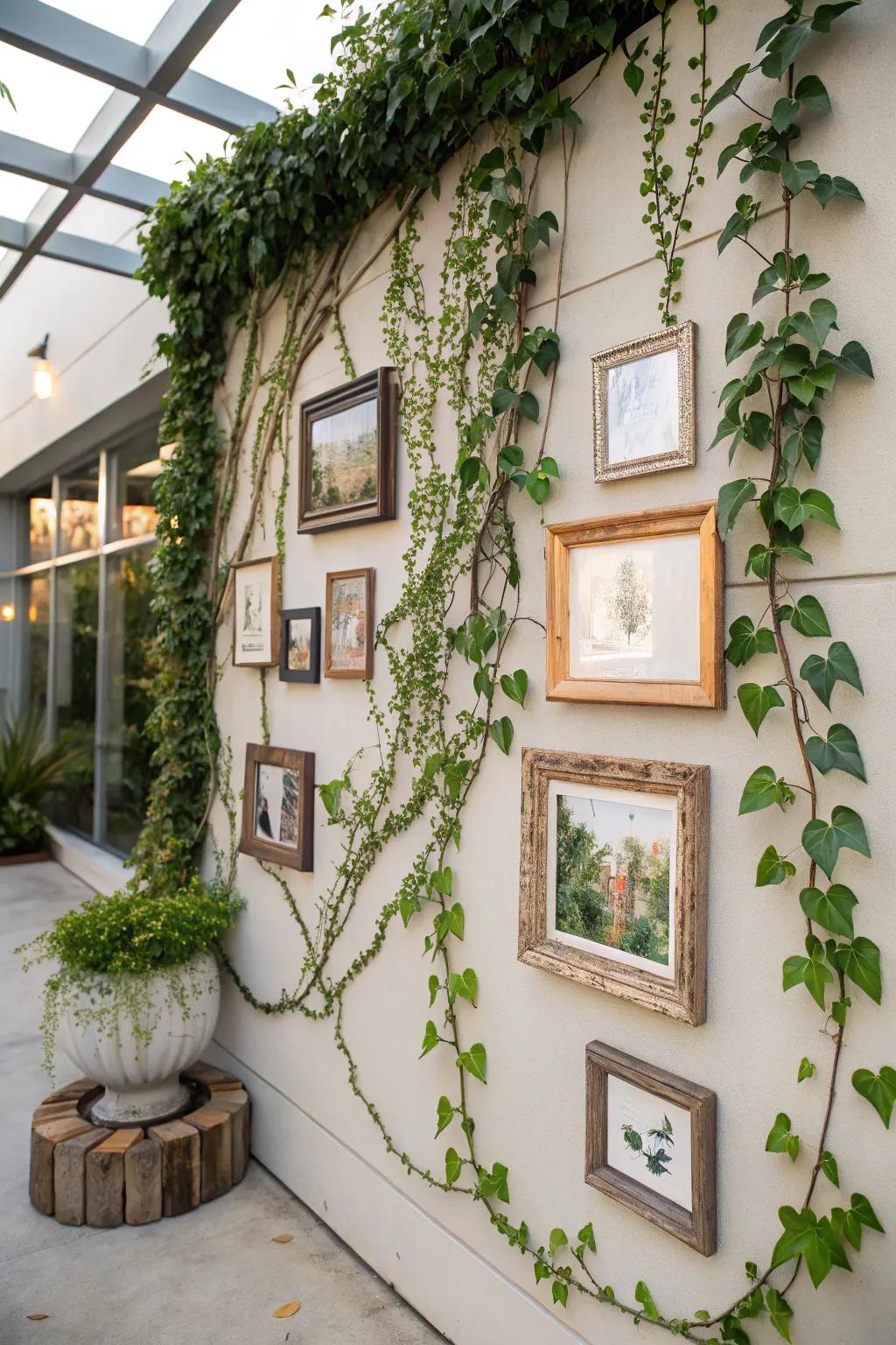 Fashion a living art display with the aid of vines.