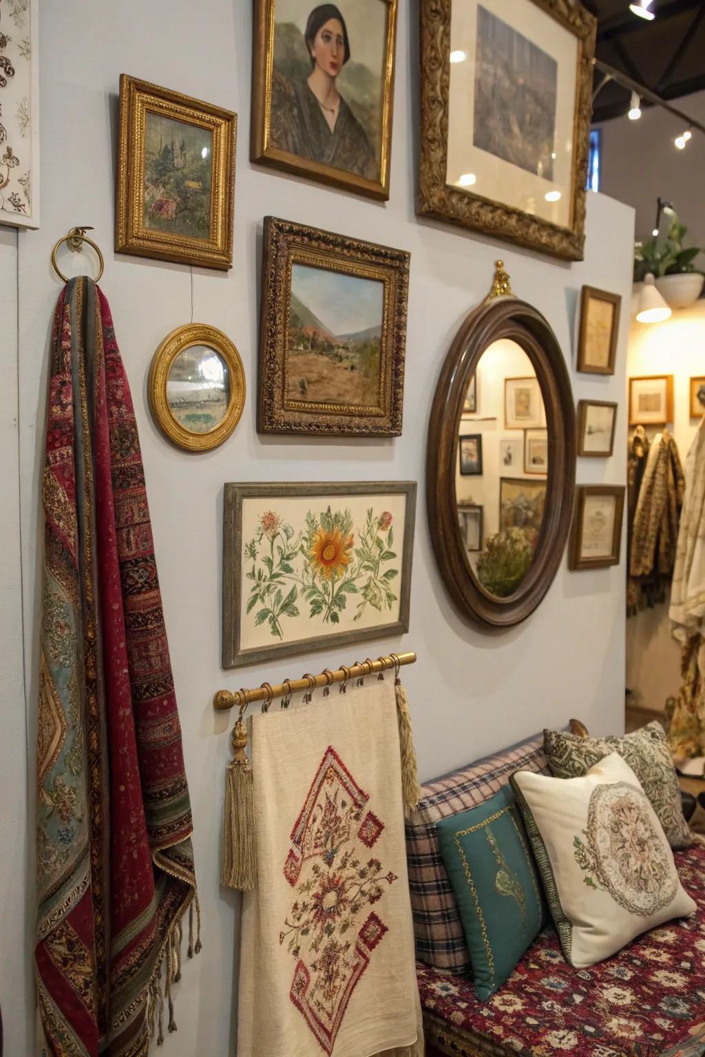 Medley of mediums contributes texture and visual interest.