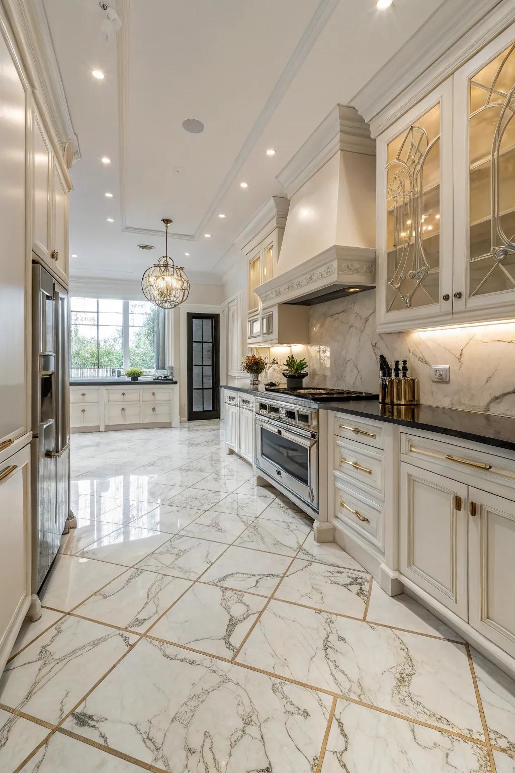 Embrace marble elegance through vinyl flooring.