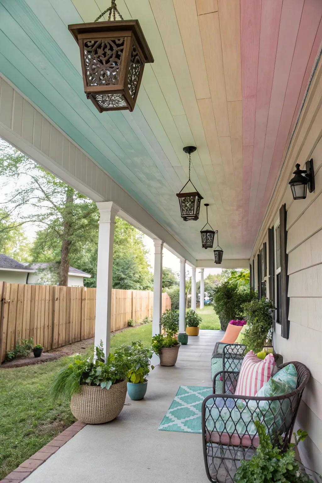 Color transitions on vinyl canopies add depth and visual intrigue.