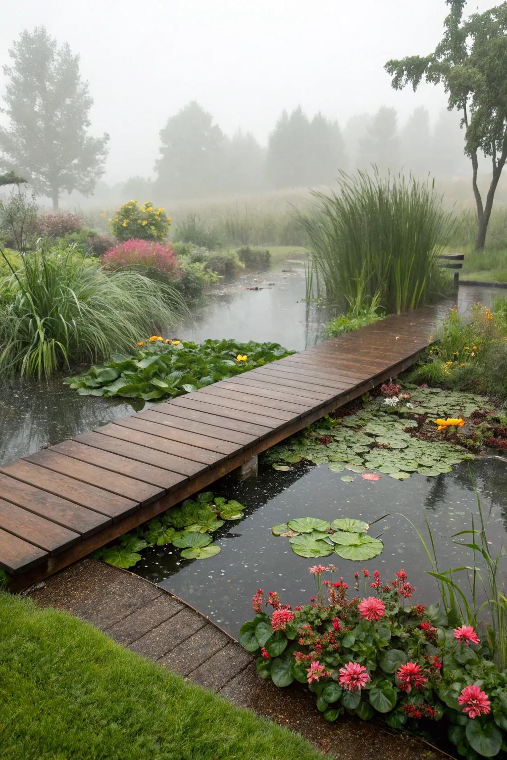 Elevated deck pathways are ideal for damp areas.