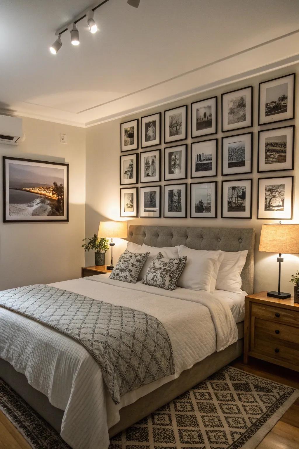 Grayscale photography brings a timeless class to your bedroom.