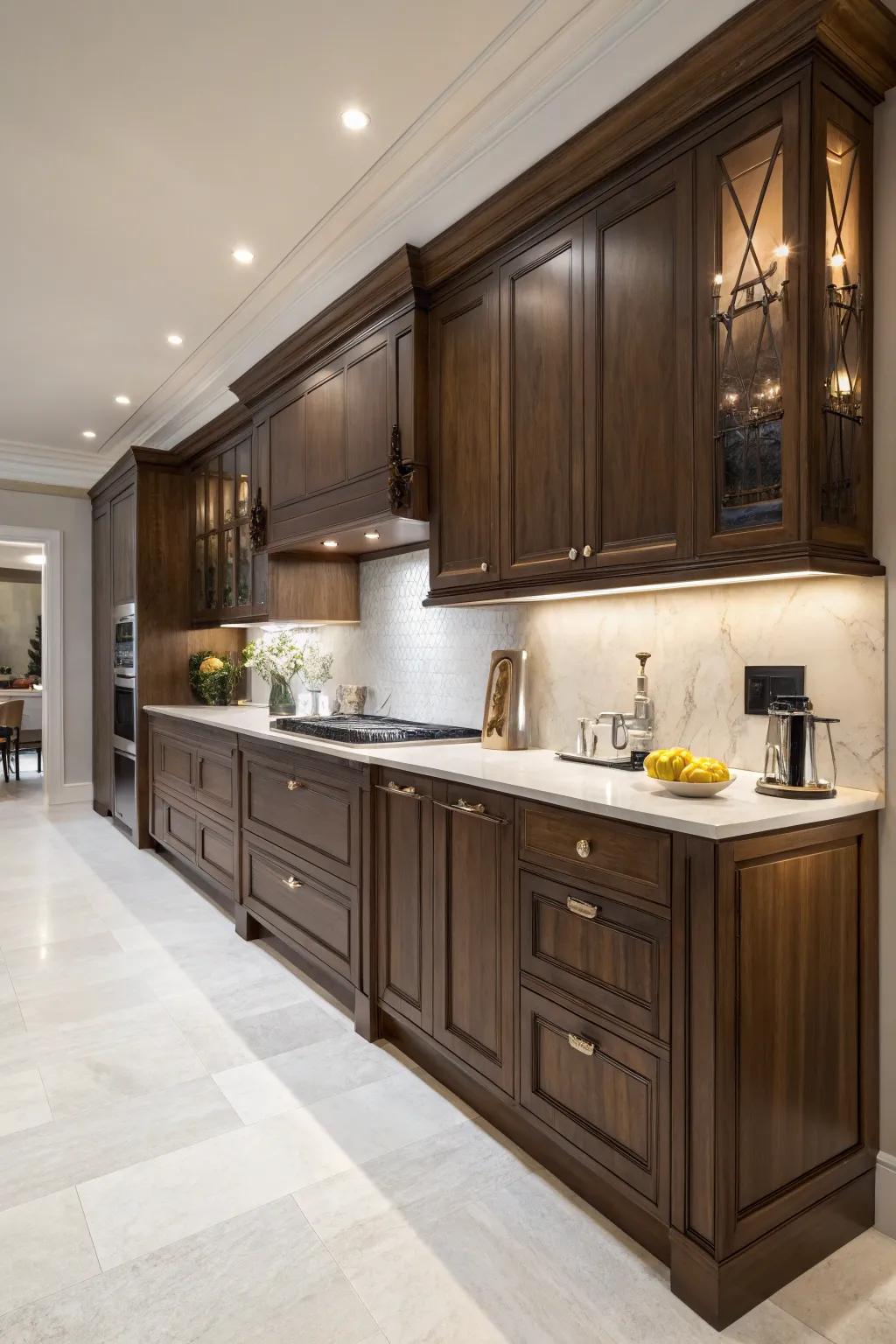 Black walnut units offer enduring elegance.