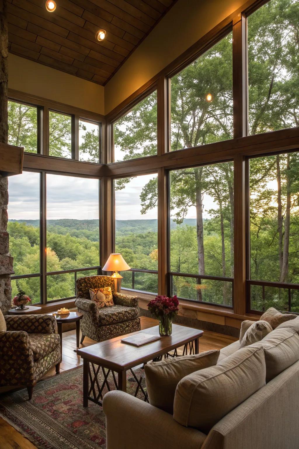 An outdoor-themed space merges nature's splendor with your interior.