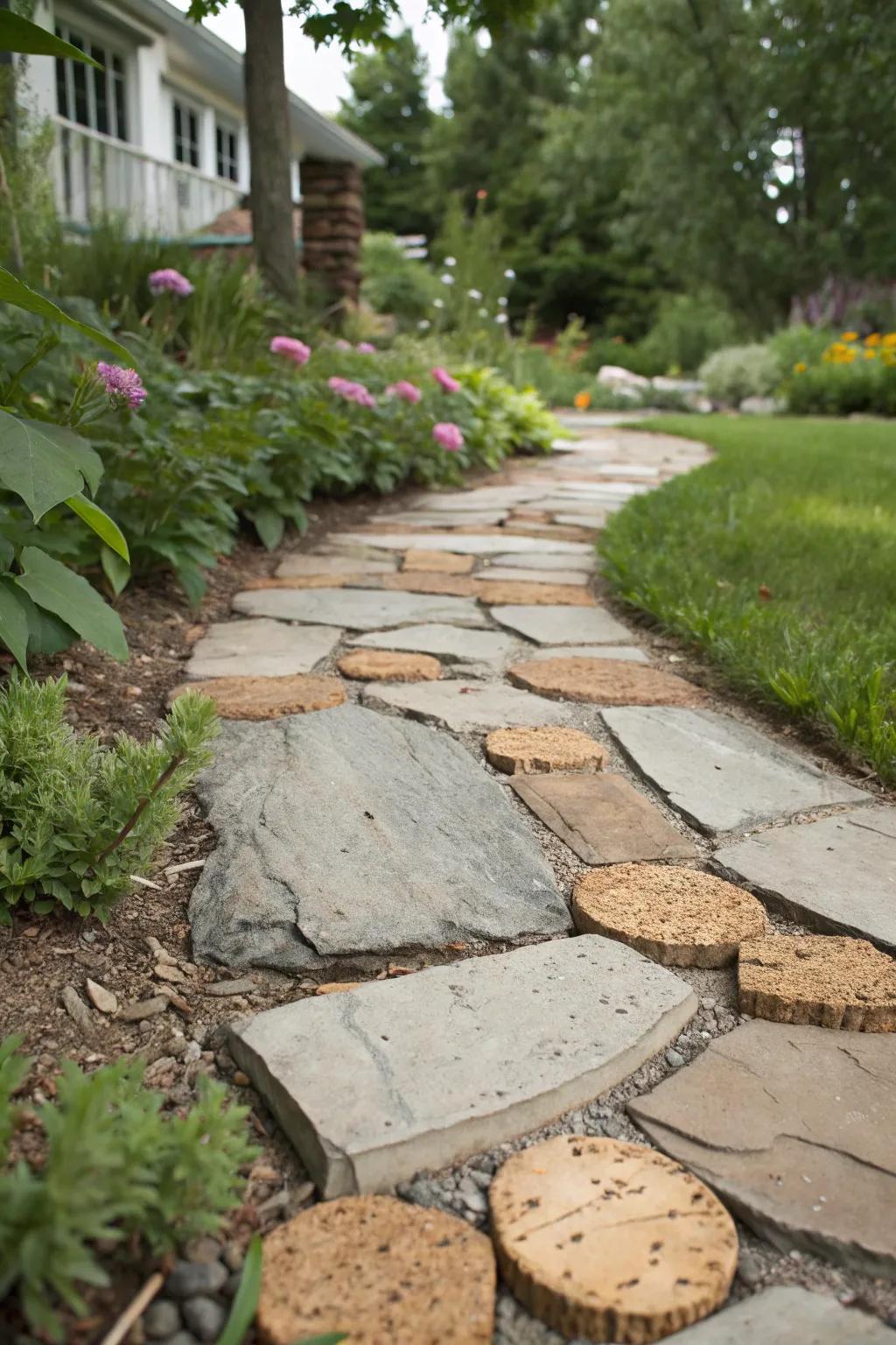 Bottle stoppers provide a soft, eco-conscious option for flagstone paths.