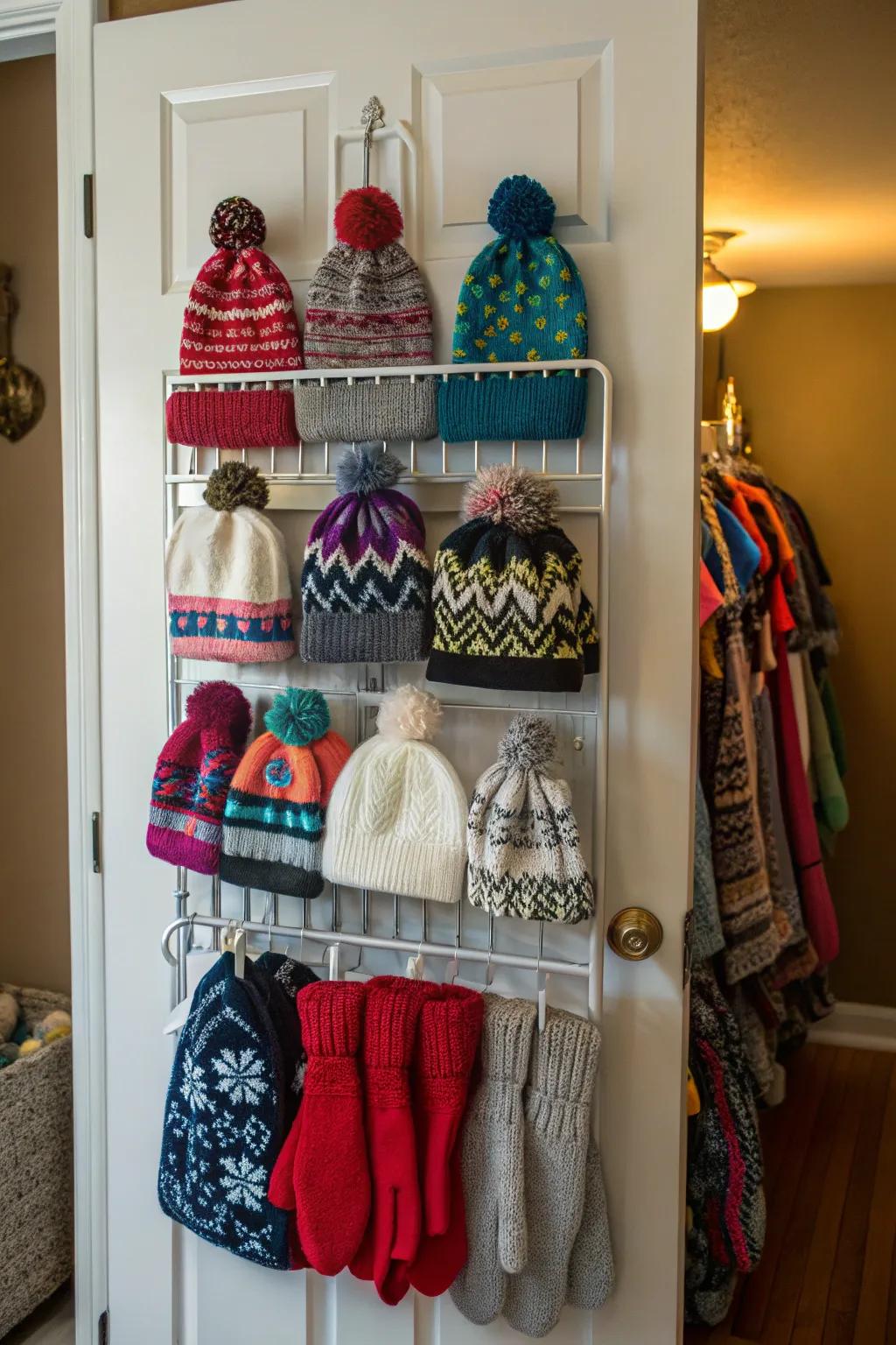Over-the-door racks streamline organization of small items.