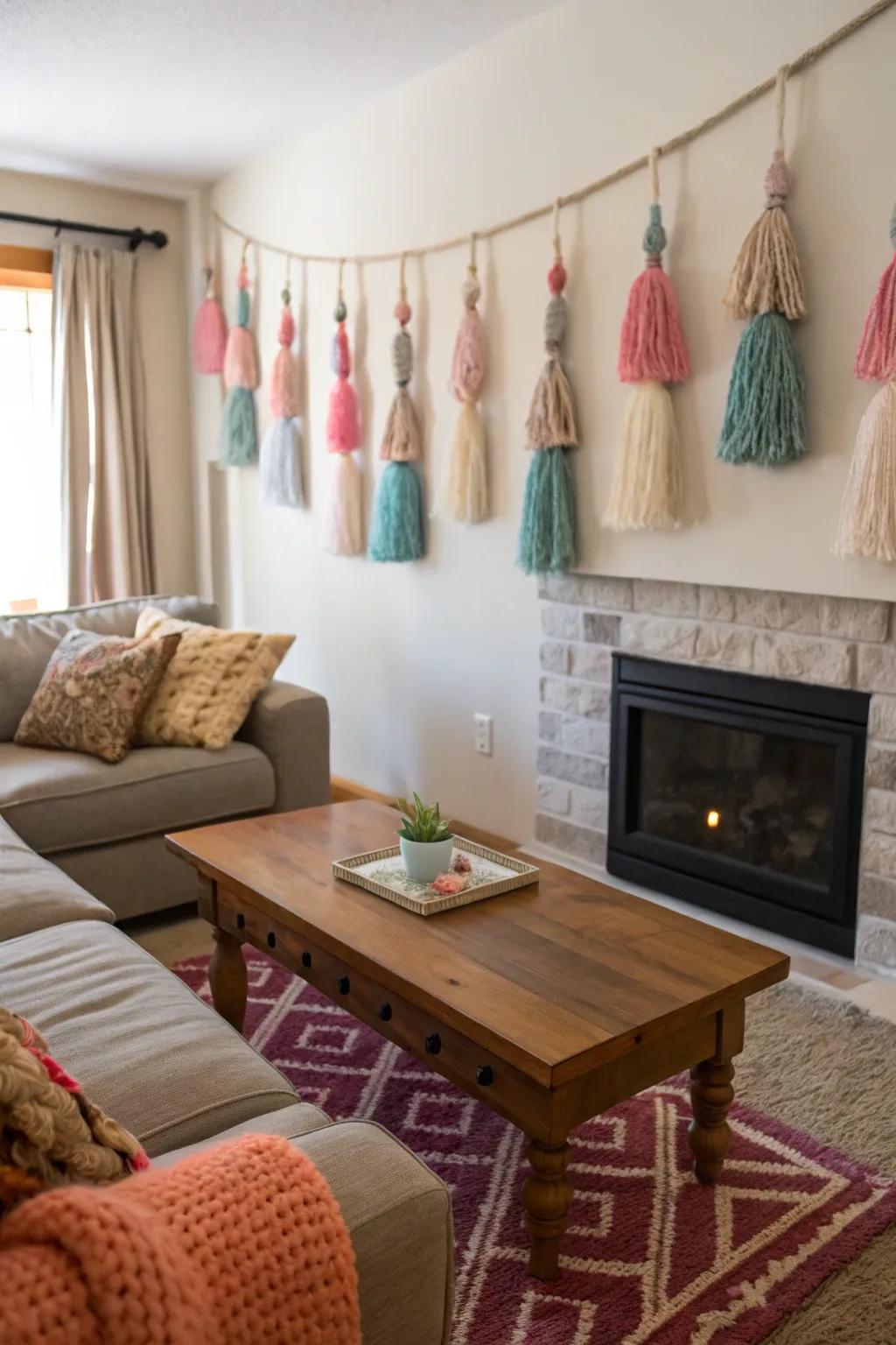 Knitted elements add warmth and coziness.