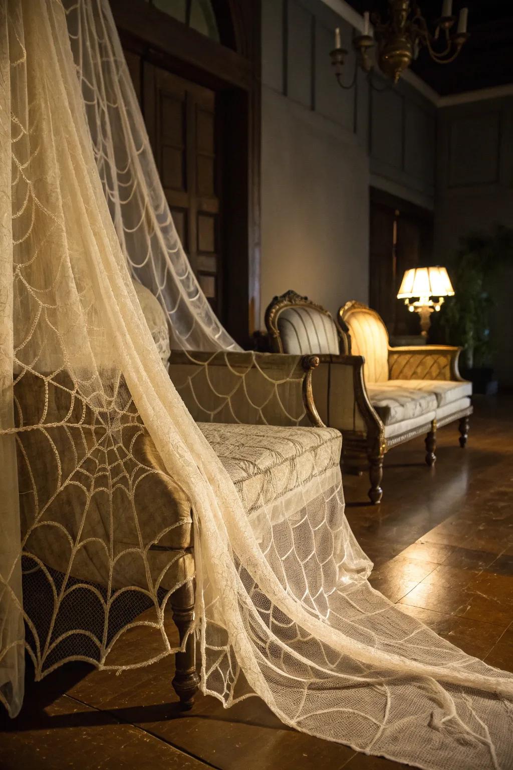 Cobweb textures contribute an aged, spooky visage.