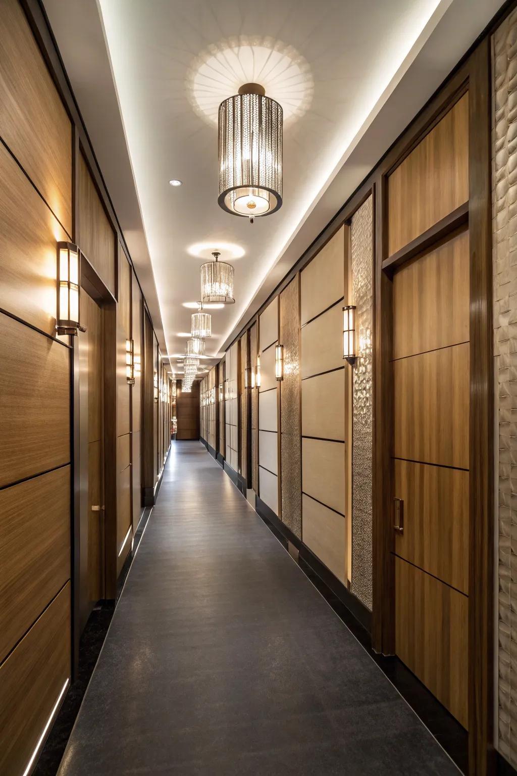 Drifting wood panels introduce depth and dimension.