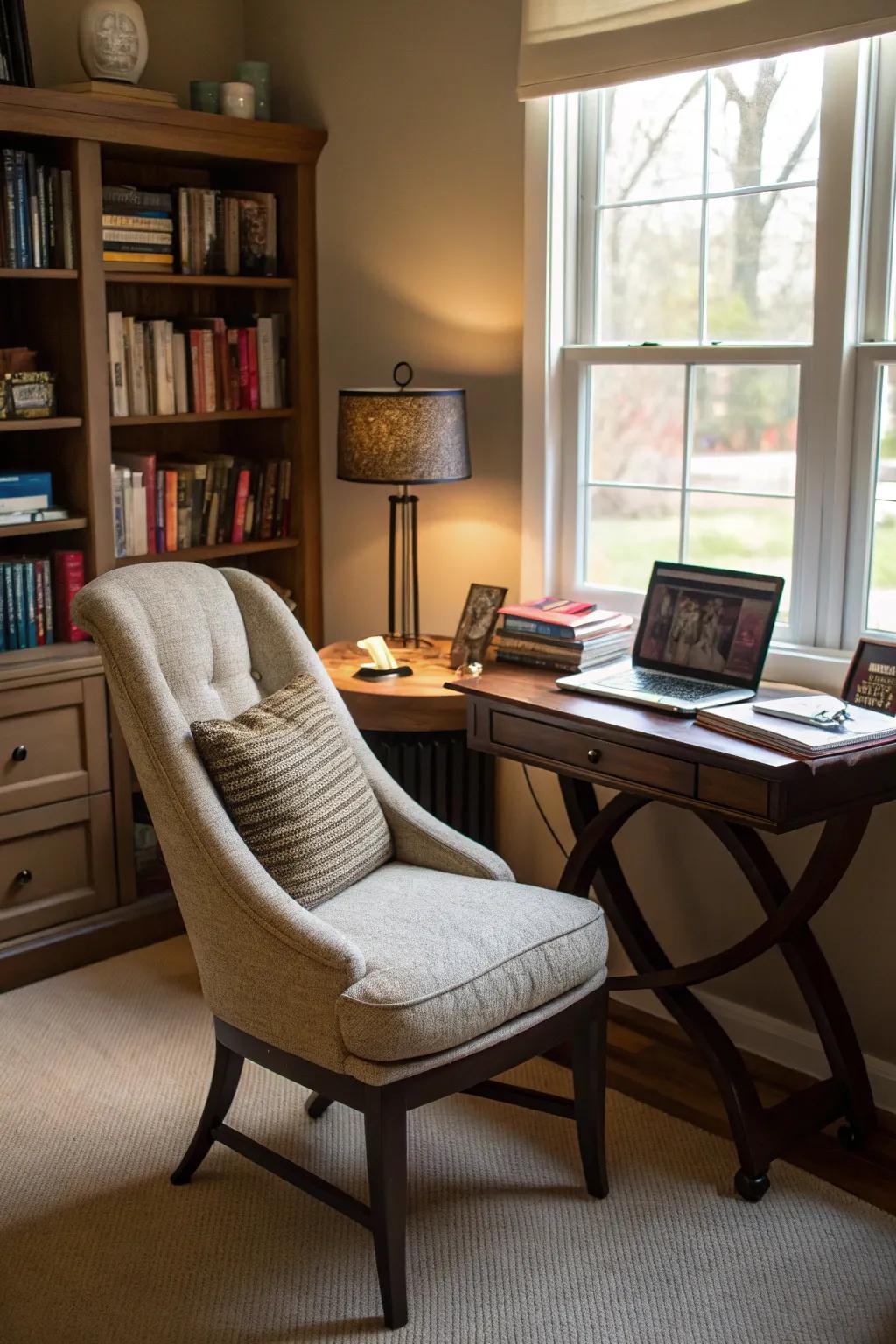 Having a relaxation nook gives you a peaceful place to get away to stop burnout.