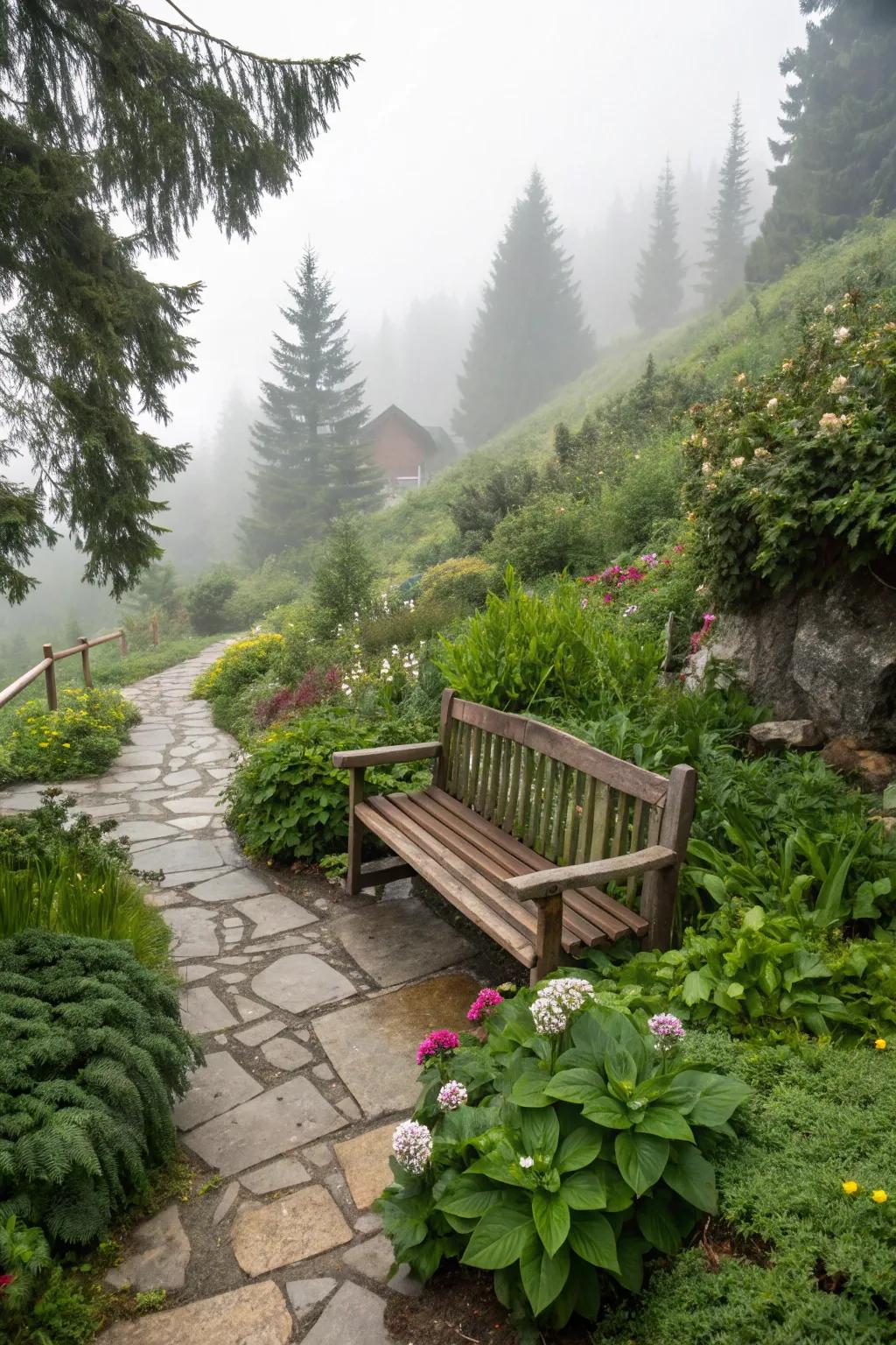 Relaxing moments enjoyed in an alpine seating nook.