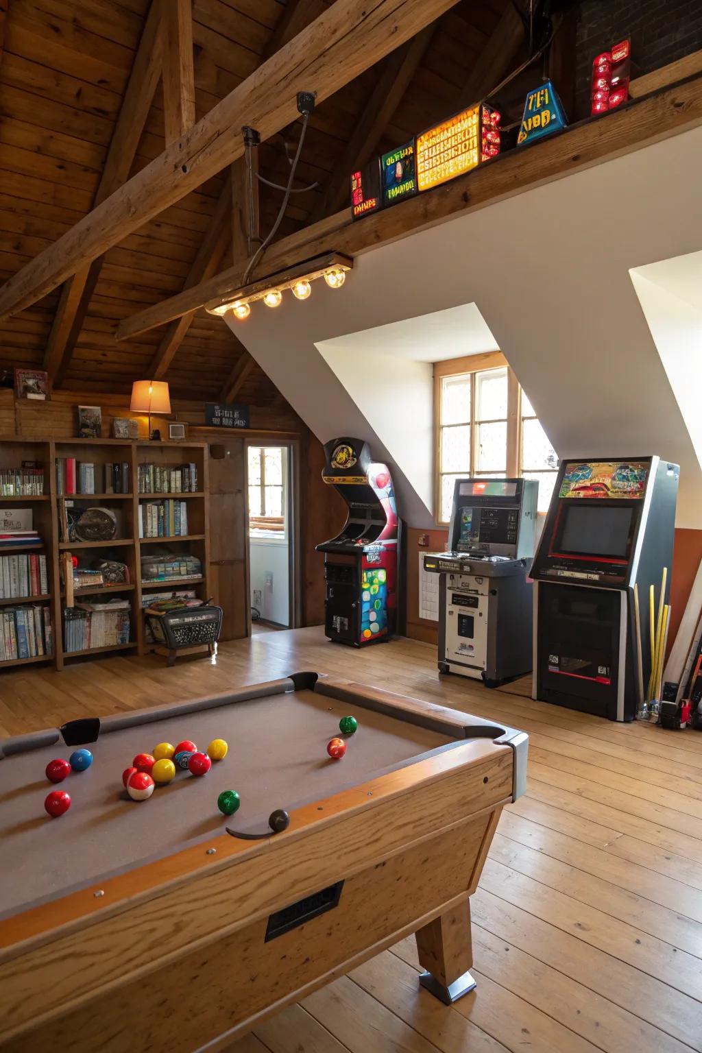 Create great memories in a great attic game room.