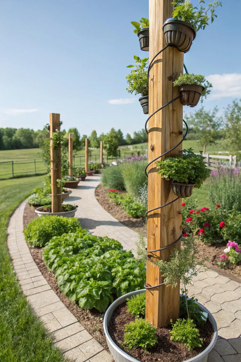 Retain spices near and stylish using winding spice garden pillars.