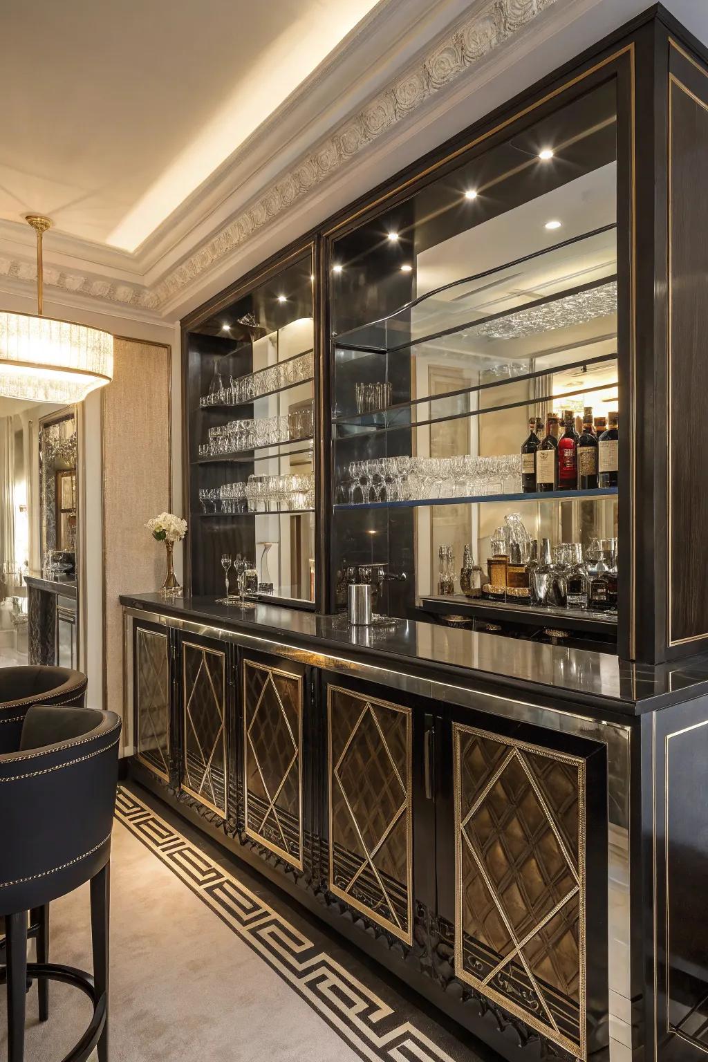Art Deco influence introduces ageless beauty to the bar.