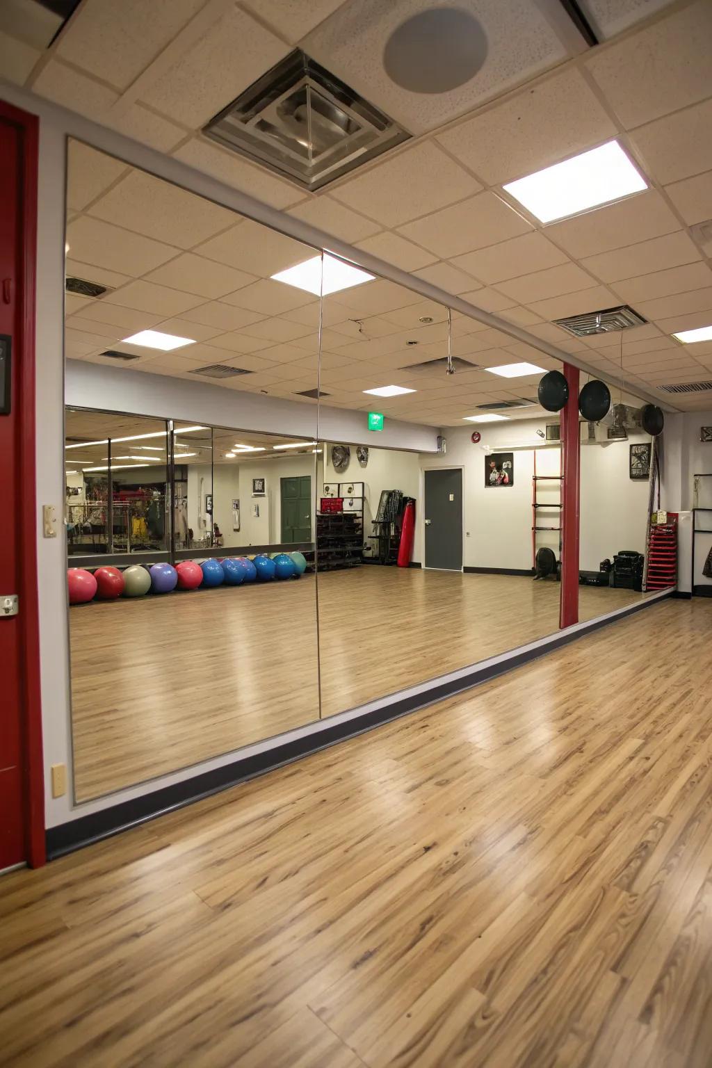 A full-length mirror transforms your gym into a dance studio.