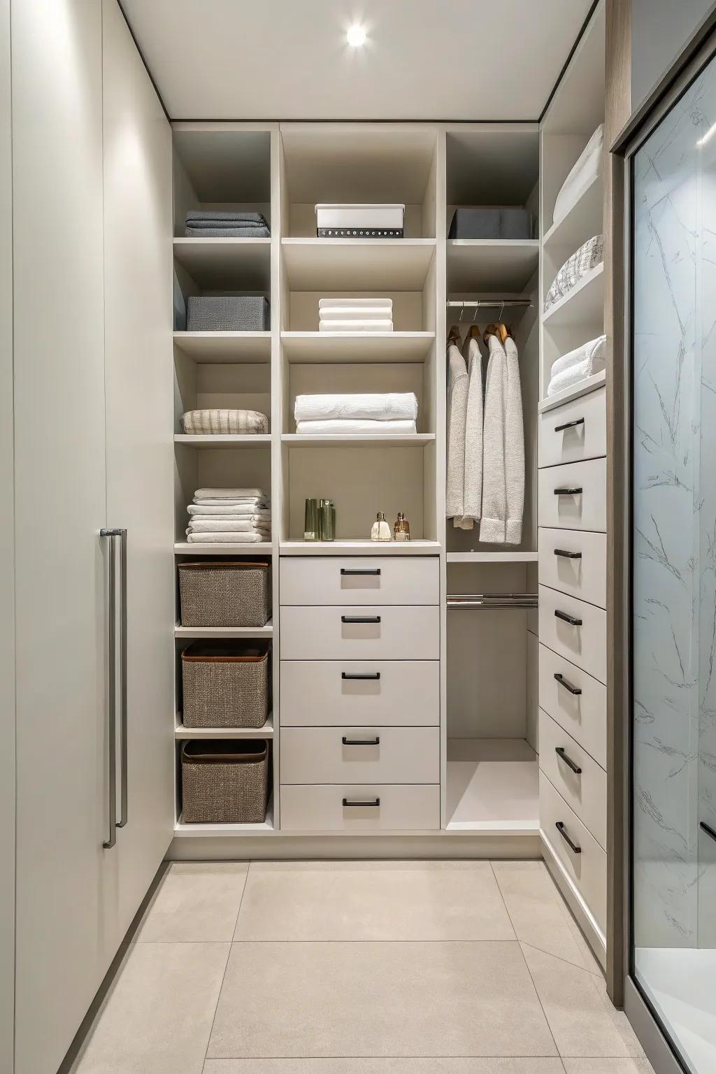 Minimalist aesthetics keep your closet serene and functional.