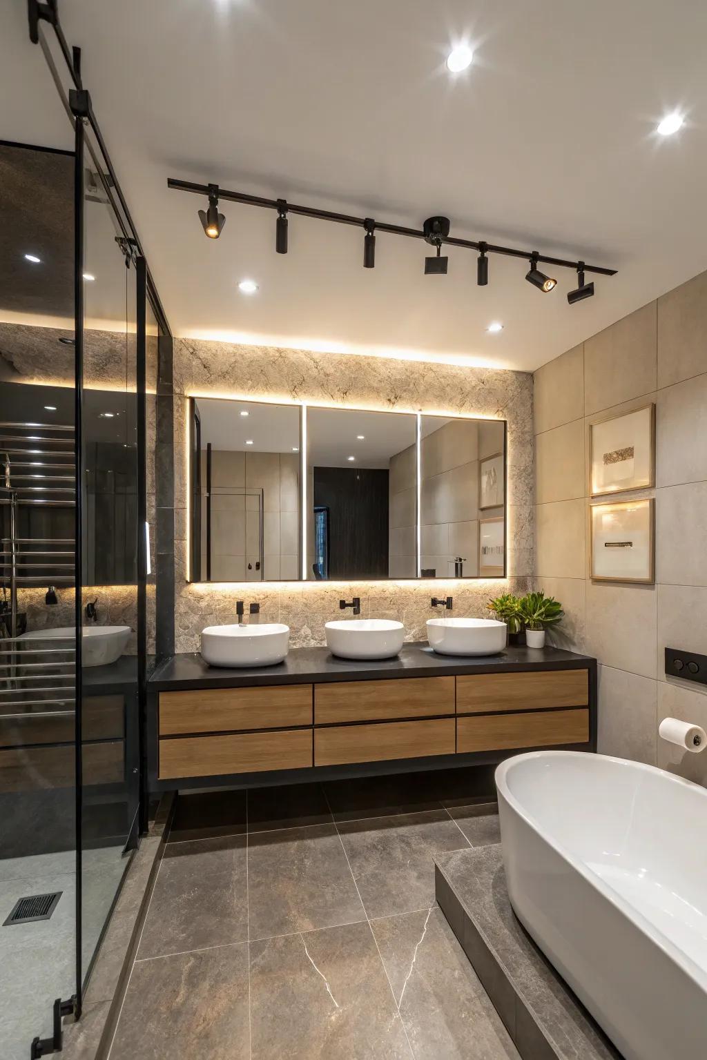 Track illumination can be the centerpiece of your bathroom design.