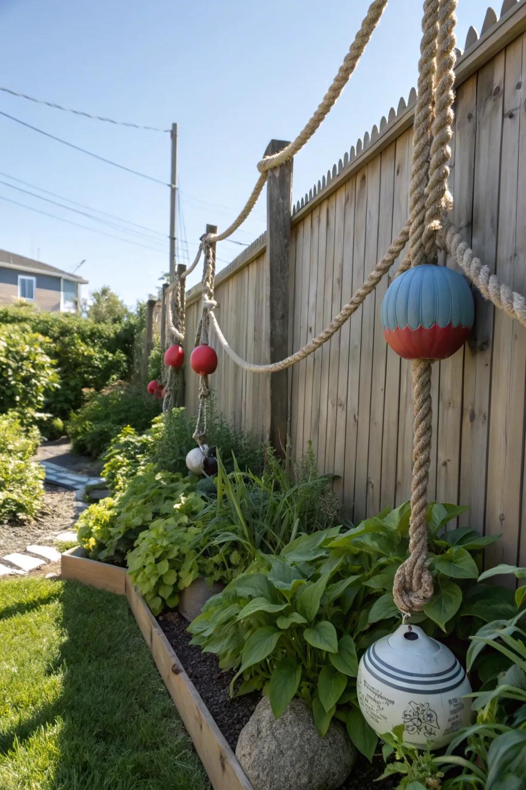 Cords and floats add a classic nautical touch to outdoor ornaments.