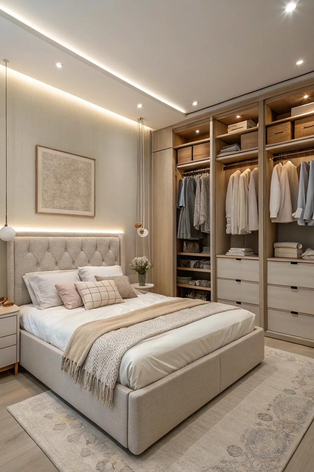 A tranquil haven offers peace and tranquility in your closet space.