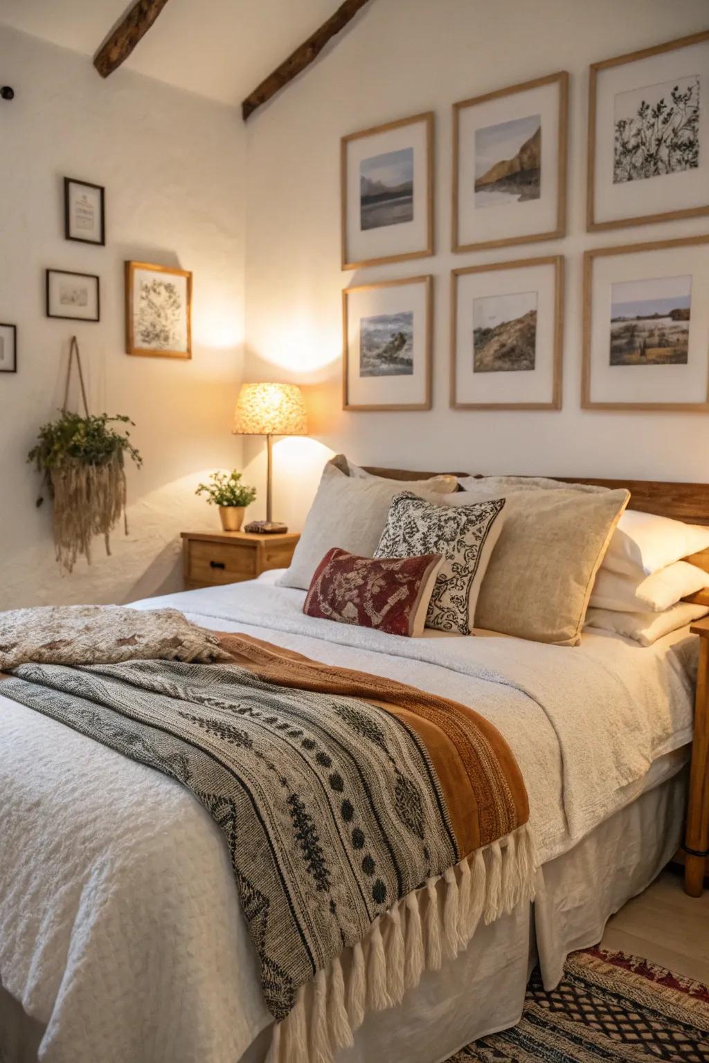 Layering weaves with art enhances warmth and coziness.