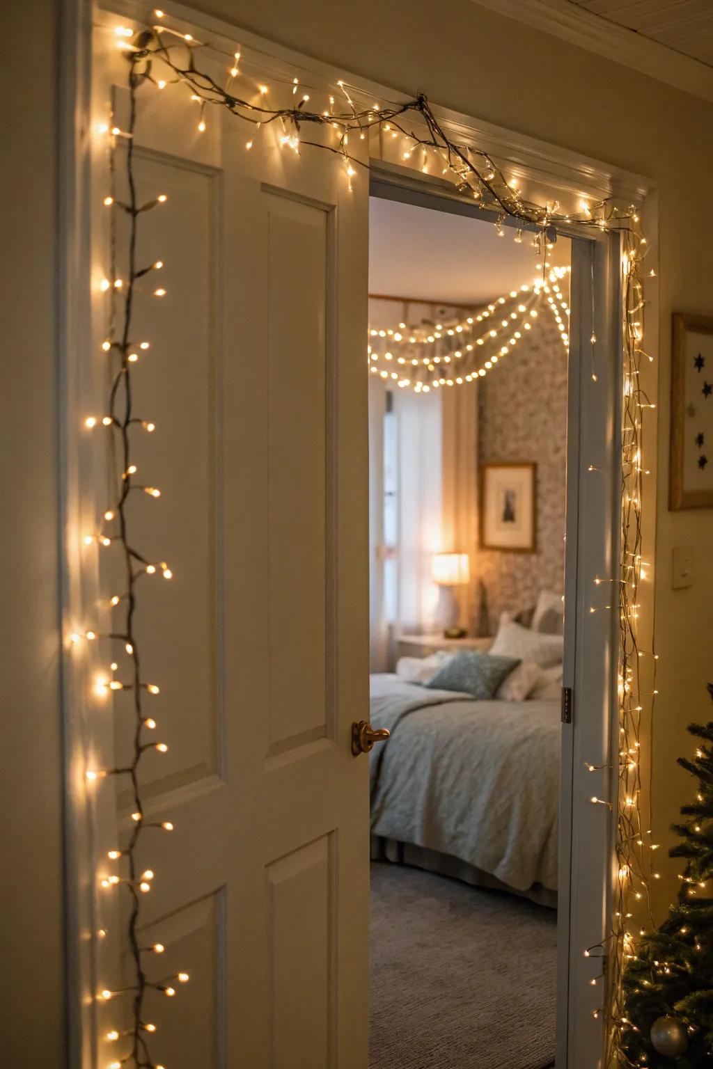 Twinkling lights contribute a magical and enchanting radiance to your bedroom.