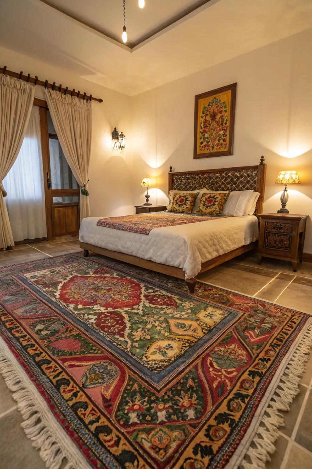 Artisan made floor coverings add warmth and texture.