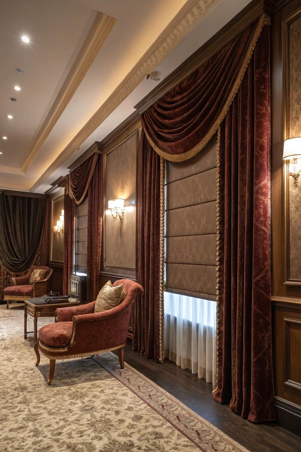 Velvet blinds that enhance with a touch of luxury and sophistication.