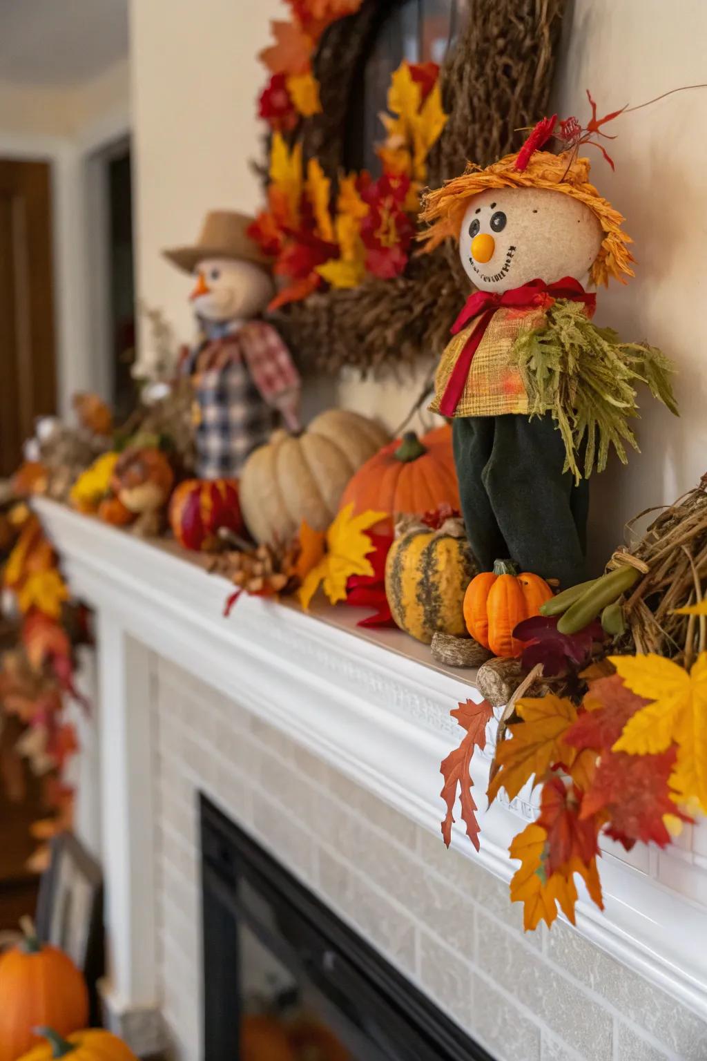 Incorporate a dash of playfulness into your decorations using fun scarecrow figures.