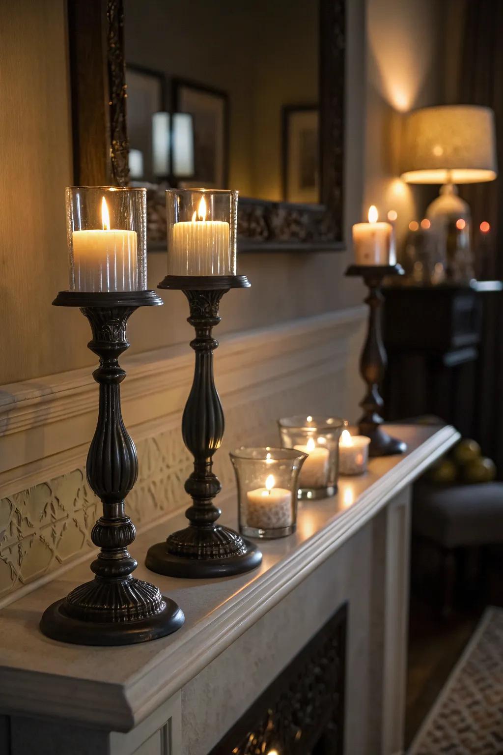 Sophisticated light gem stands bring warmth and charm to any space.