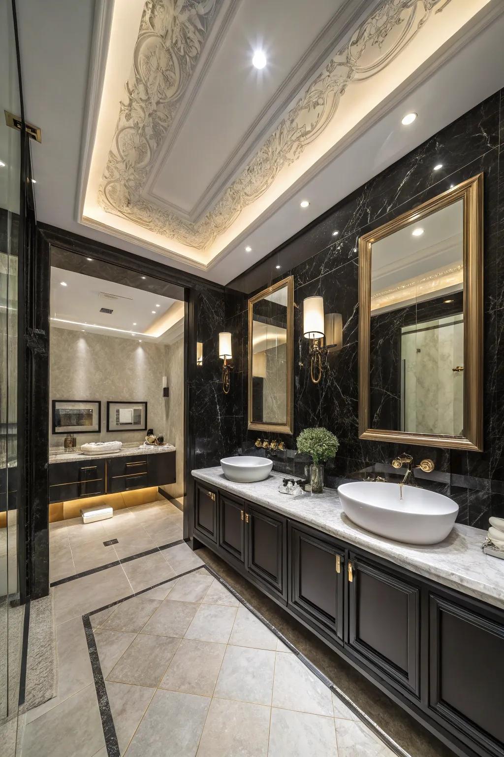 A black ceiling introduces unforeseen elegance and profundity.