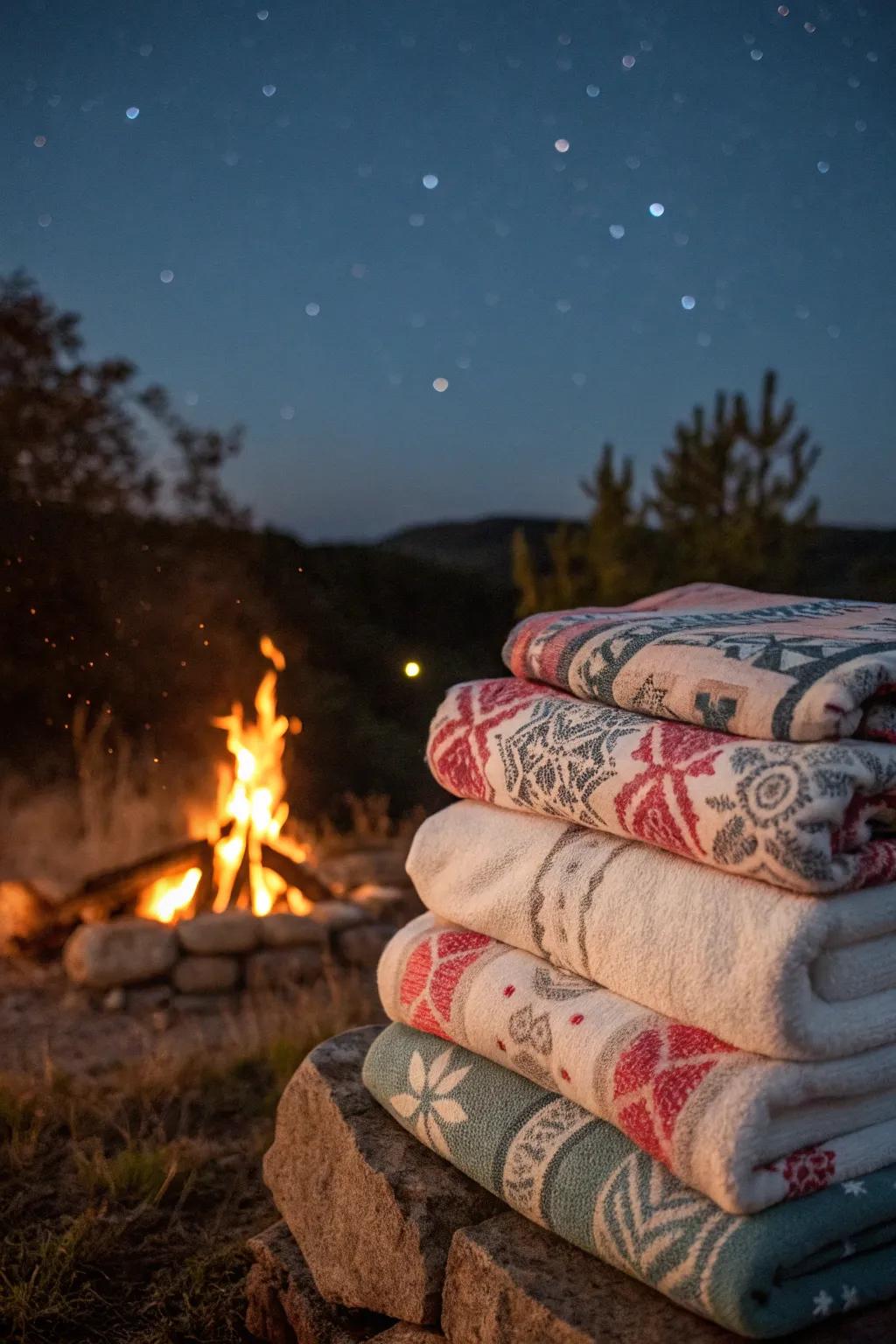 Cozy wraps set for attendees as the night becomes cooler.