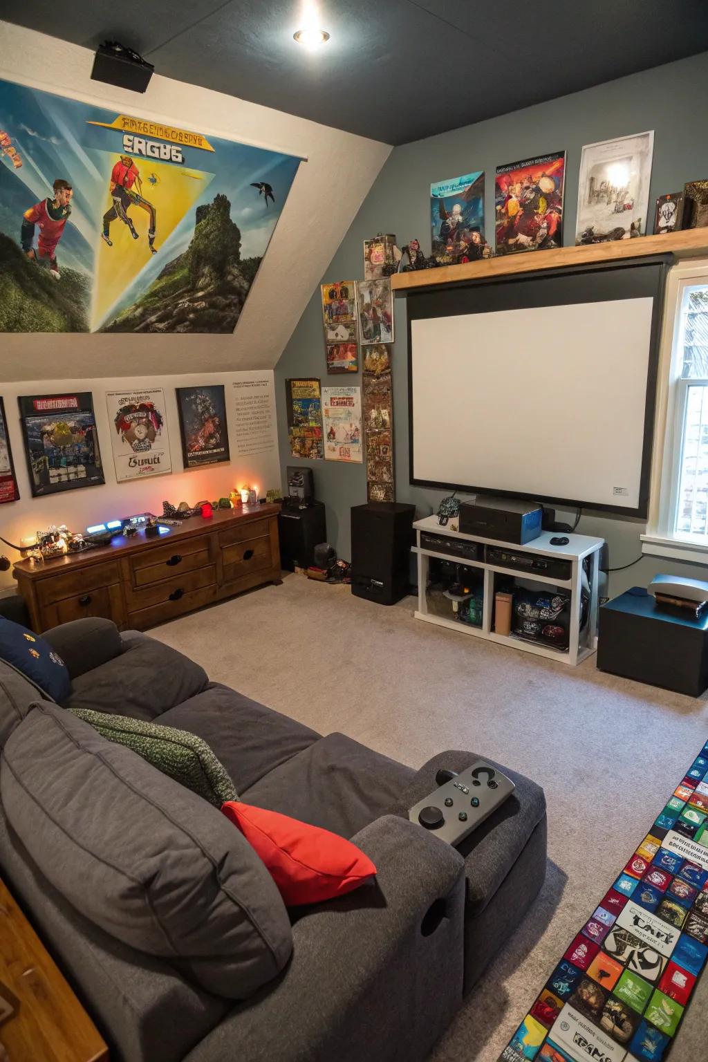 A projector's configuration alters the gaming venture to a cinematic standard.