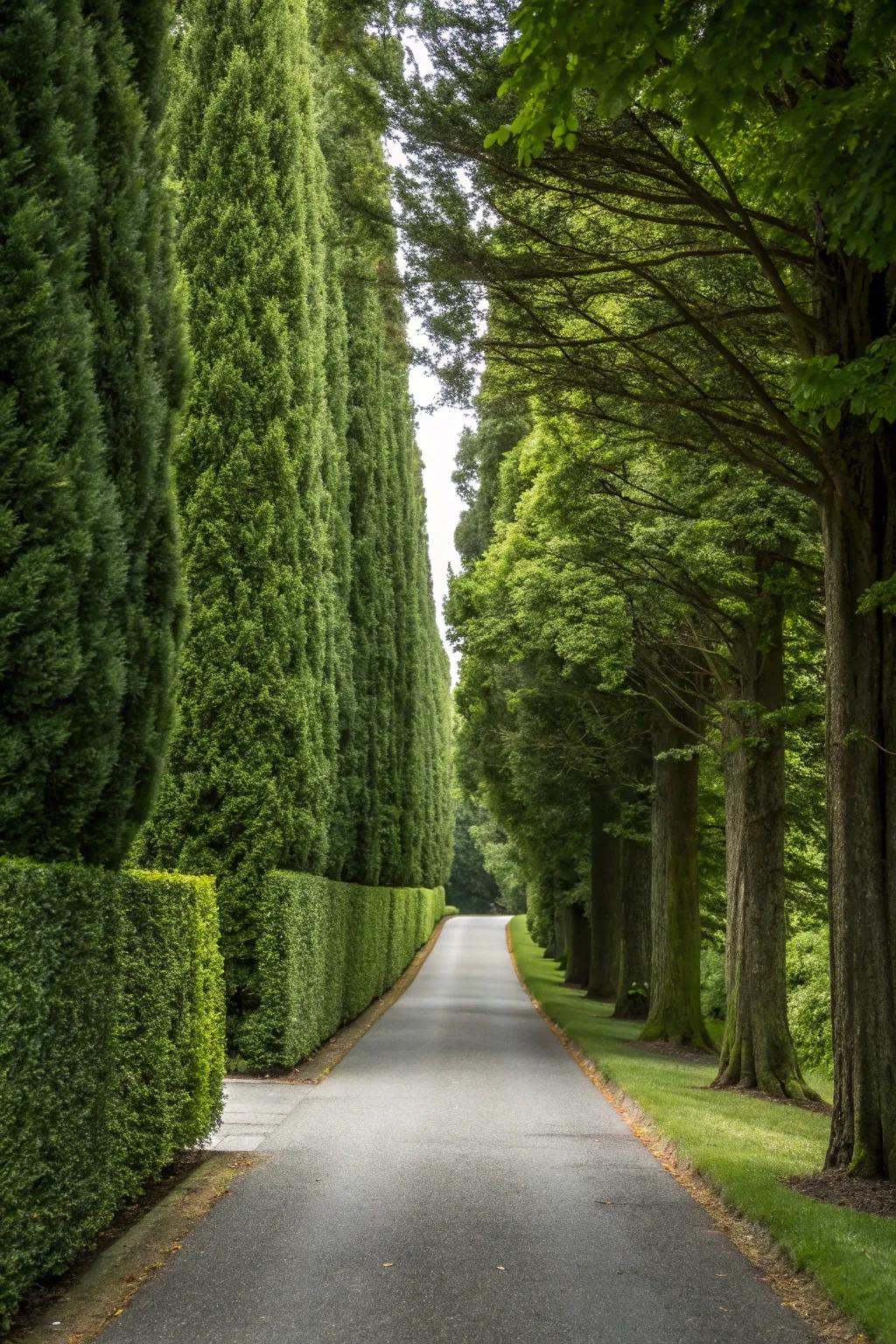 Privacy trees supply natural seclusion and visual appeal.