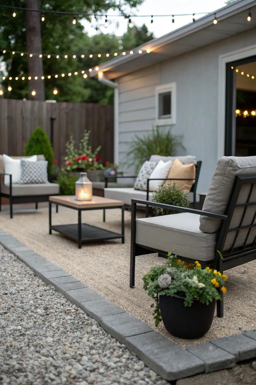 Crushed granite supplying a resilient and stylish patio floor.