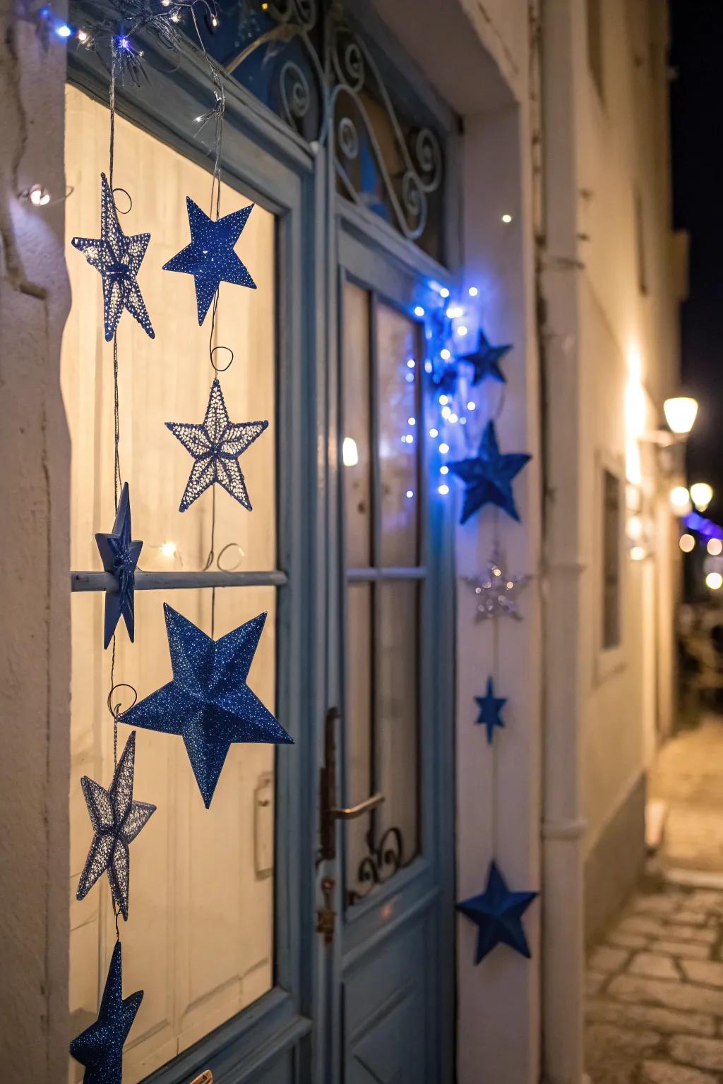 A starry evening motif brings tranquility and also appeal to this joyful door.